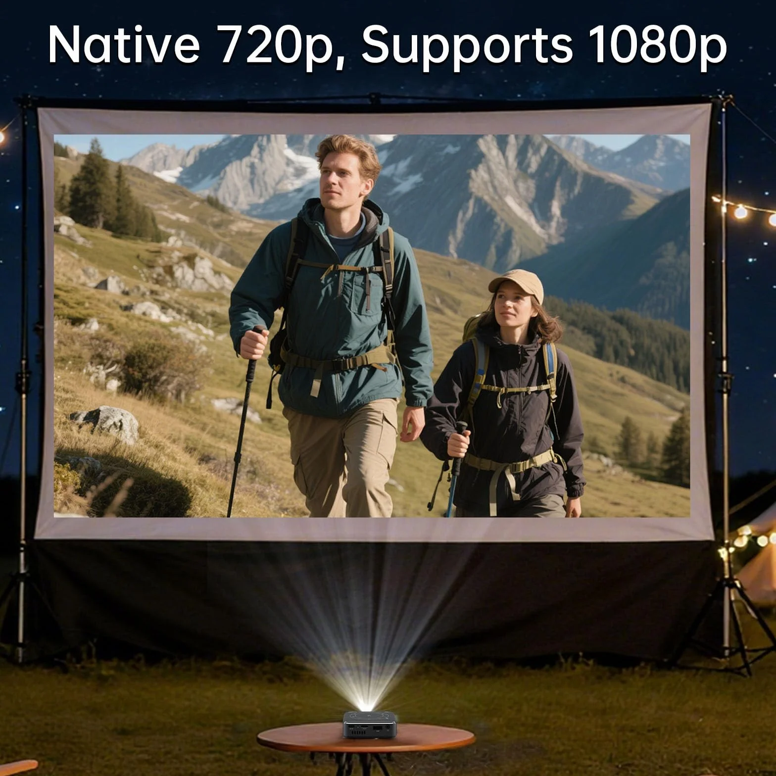 Mini Vidéoprojecteur DLP Pico Projecteur avec Batterie, 1080P, WiFi 6, Bluetooth 5.0, Portable avec Trépied