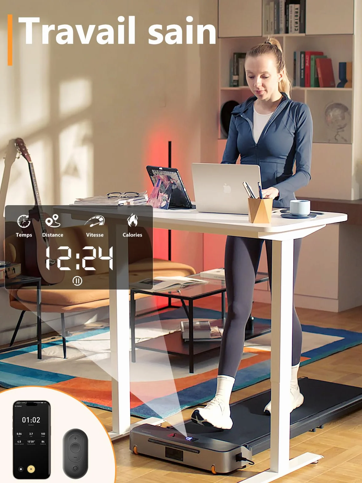WalkingPad Tapis de Marche Pliable Électrique Silencieux 6 km/h avec Télécommande