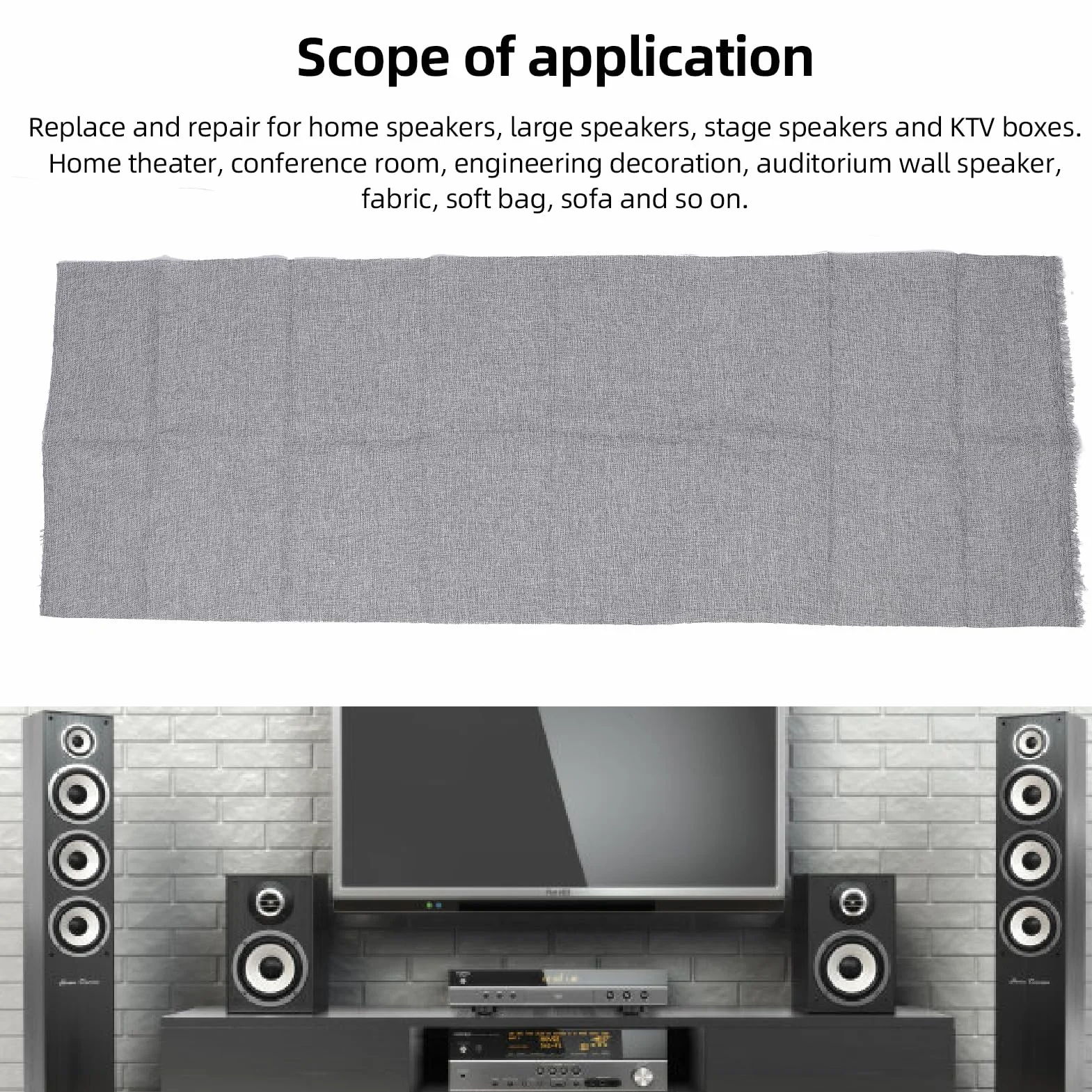 Housse en Tissu pour Haut-Parleur, 59,06 X 19,69 Pouces, Tissu de Grille en de Polyester pour Haut-parleurs Domestiques, Grands Haut-parleurs et Boîtes KTV, Tissu Stéréo