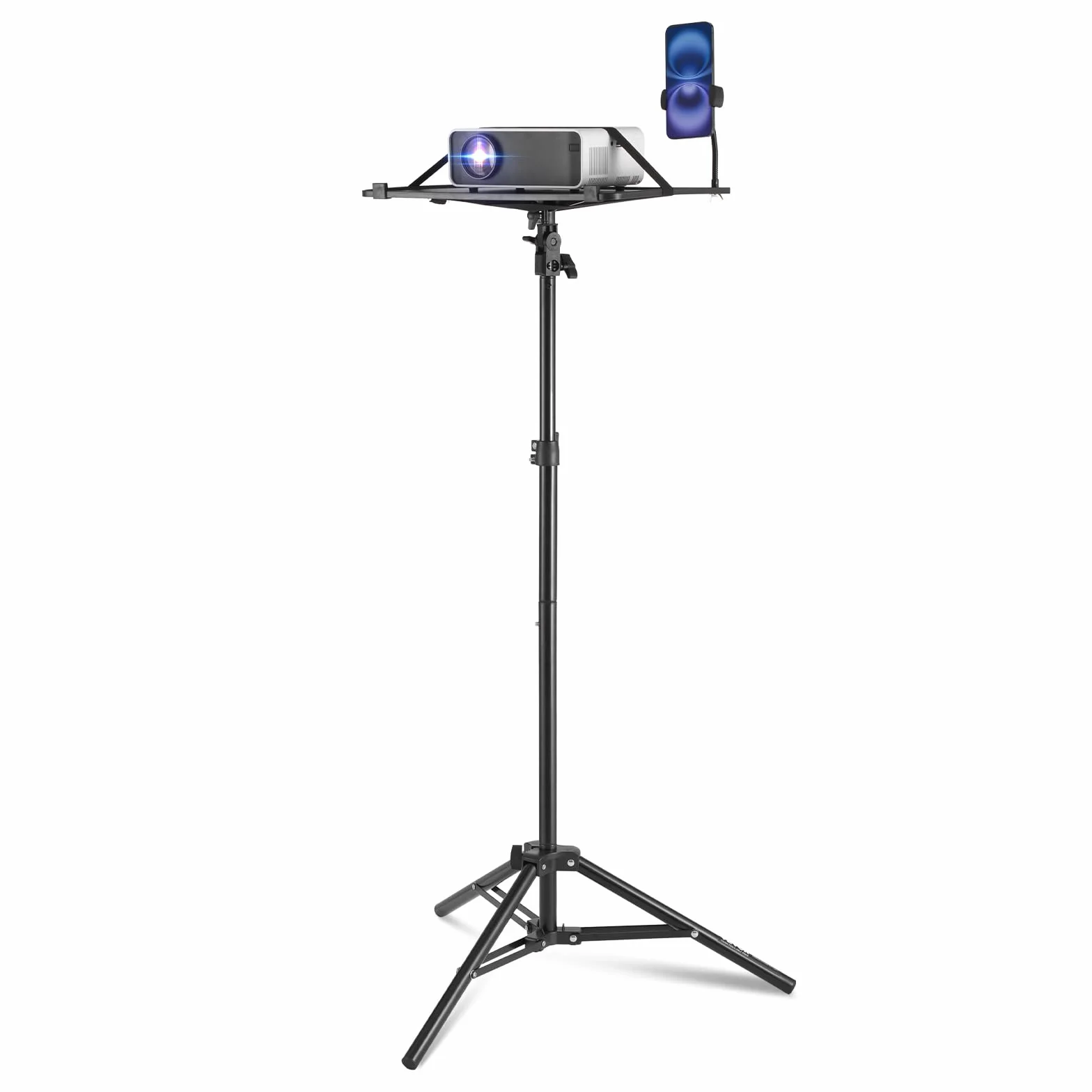 VEVOR Support Trépied Vidéoprojecteur Hauteur Réglable 68,5-160 cm avec Plateau et Support Téléphone