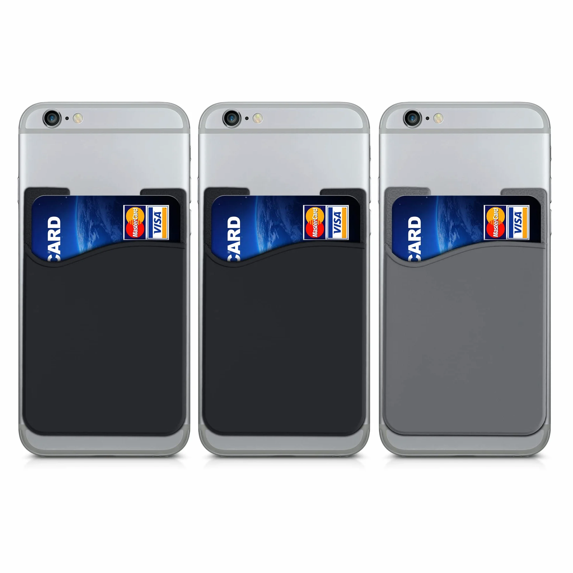 kwmobile Porte-Carte Adhésif Silicone pour Smartphone - Pochette Autocollante Format Carte Bleue