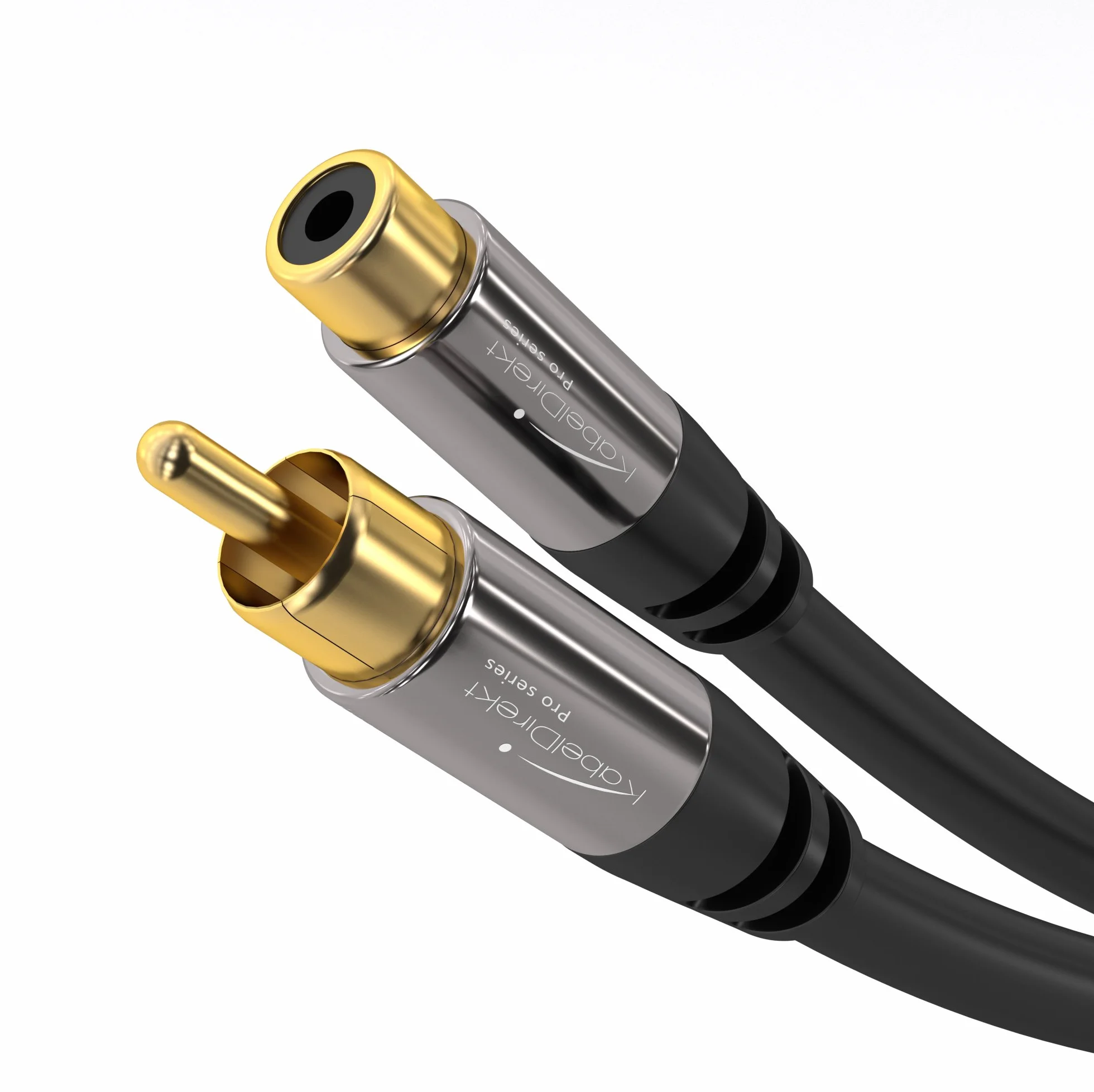 KabelDirekt – 5m – Câble d'extension Cinch, Audio/Digital/Vidéo (câble coaxial, prises RCA mâle/femelle, pour caisson de basse/amplificateur/Hi-Fi, audio analogique, 75 ohms, noir)