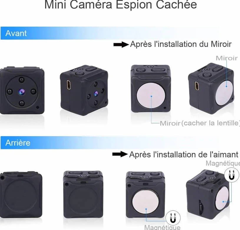 Camera Espion,HD 1080P Mini Caméra Espion sans Fil Discrete,Micro Spy Cam Cachee sur Batteries avec Détection Mouvement Vision Nocturne,LV
