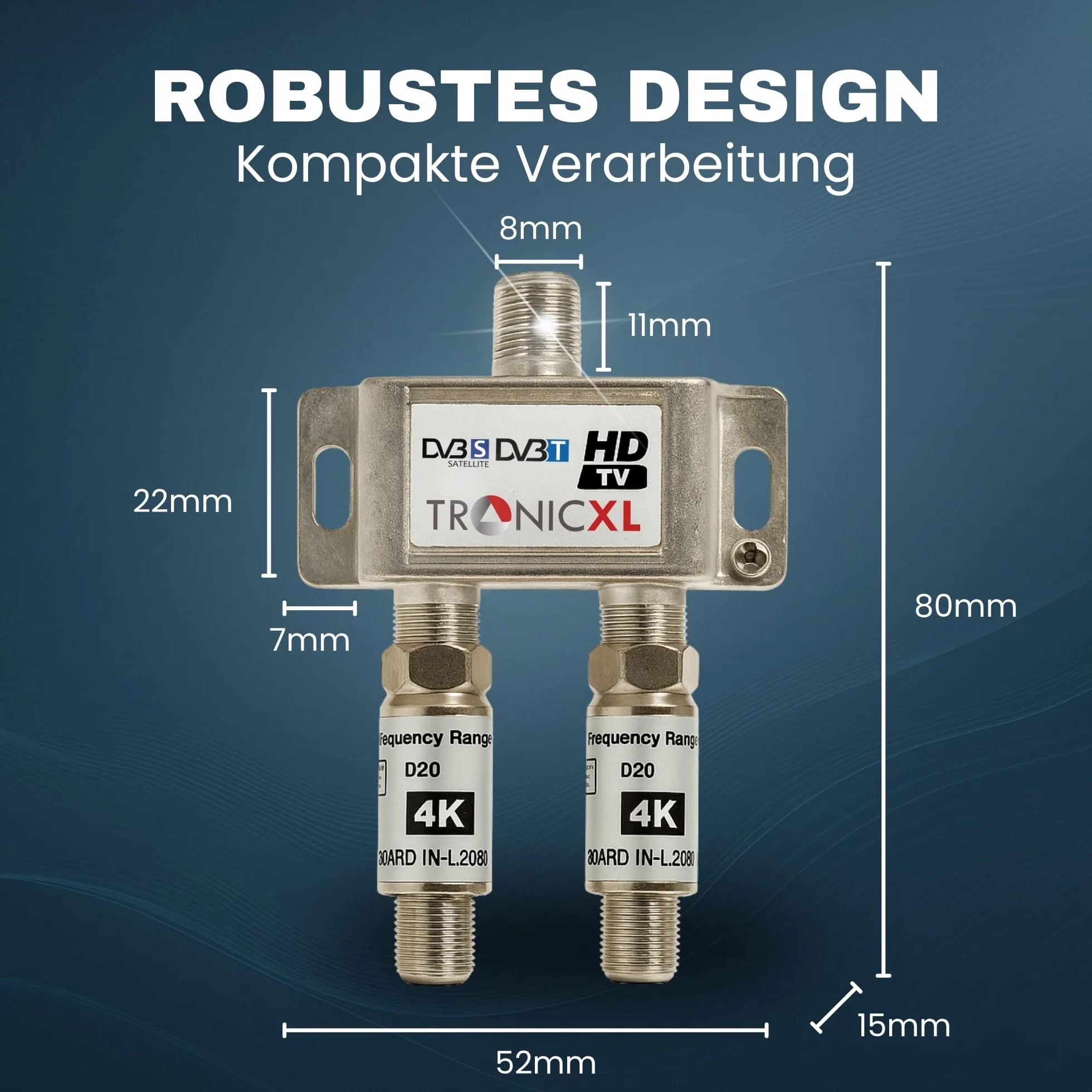 TronicXL Répartiteur satellite 2 voies 40 dB I Répartiteur d'antenne DVB-S2 DVB-T2 souple avec amplificateur pour amplificateur de signal HDTV 3D 4K pour une bonne réception