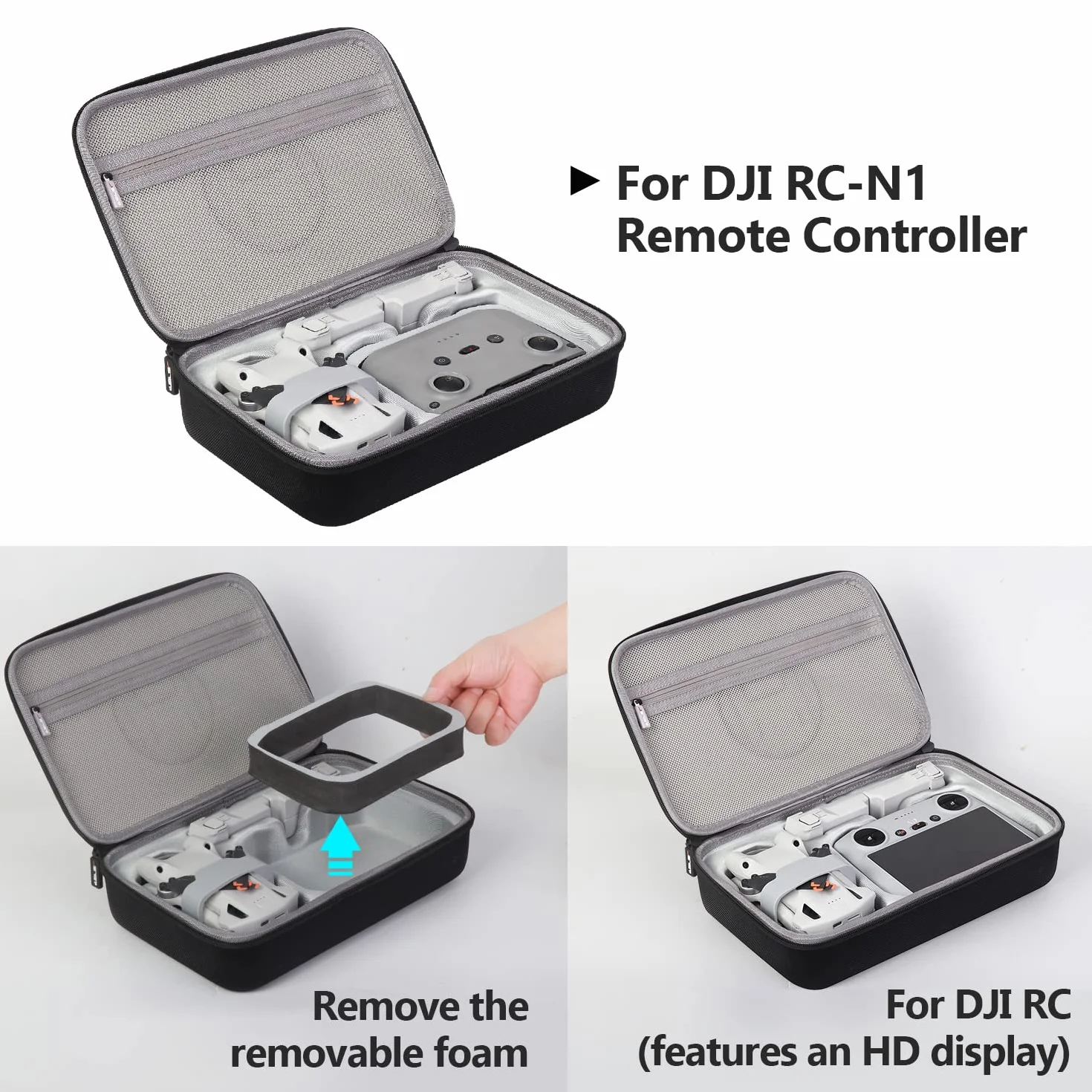 JSVER Mini 3 Pro 3 Étui Portable EVA Dure Cas pour DJI Mini 3 Voyage Espace de Rangement Sac de Transport pour DJI 3 Pro Housse Accessoires-Noir
