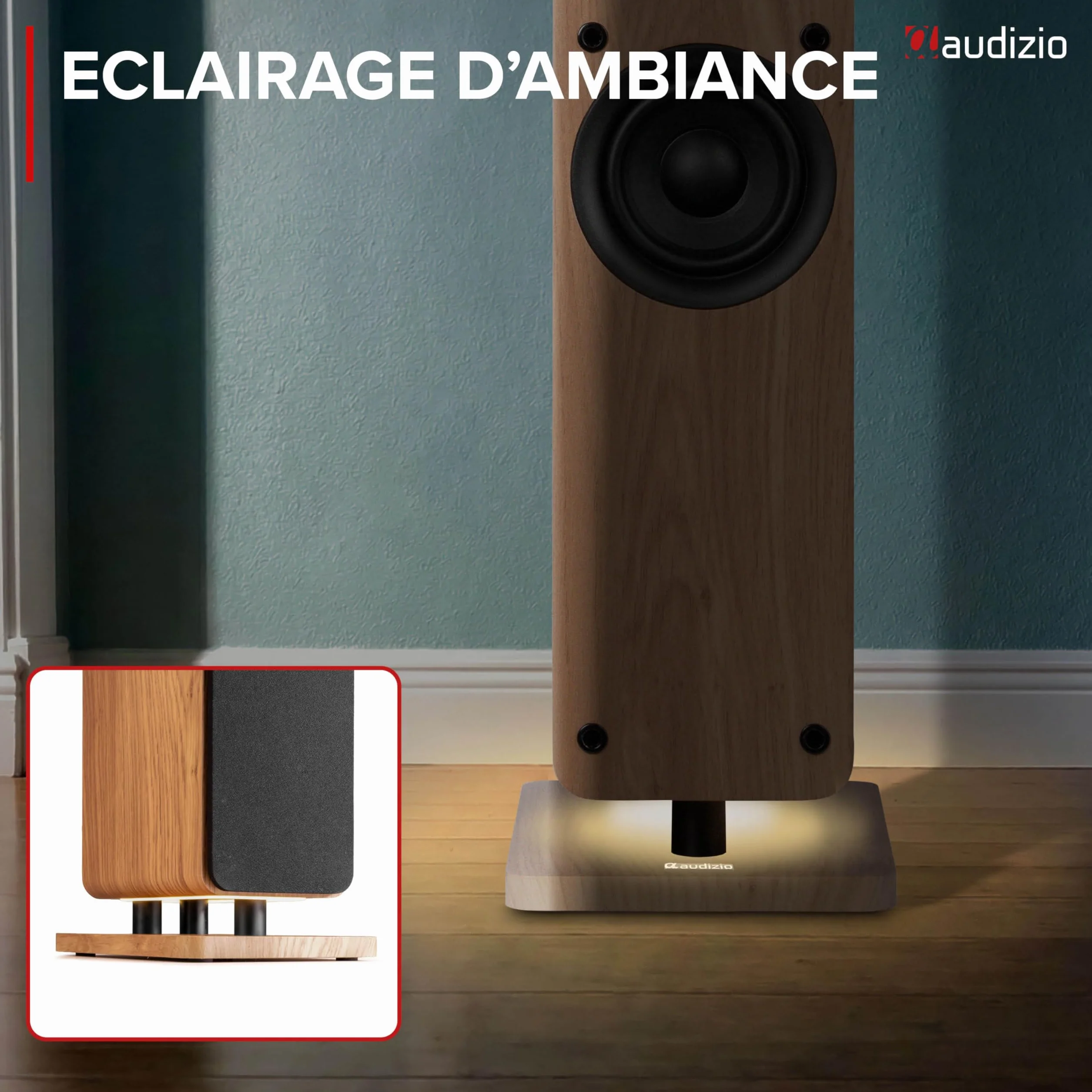 Audizio ARCO Tour de Son Hi-FI Stéréo 320W Chêne Clair - Pack Enceintes Colonnes Active + Passive avec BT, USB et Optique Tour de Son Design pour Salon, TV et Musique