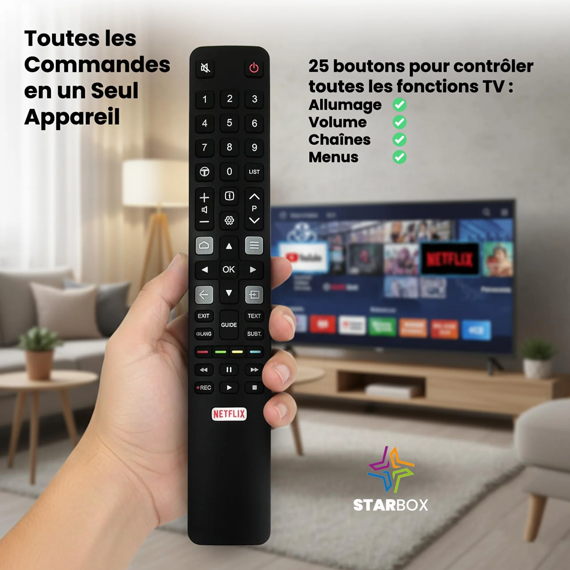 STAR BOX - Telecommande Compatible TCL ARC802N RC802N pour Thomson TCL Smart TV 4K UHD TV 32ES560 32ES580 40ES560 43EP640