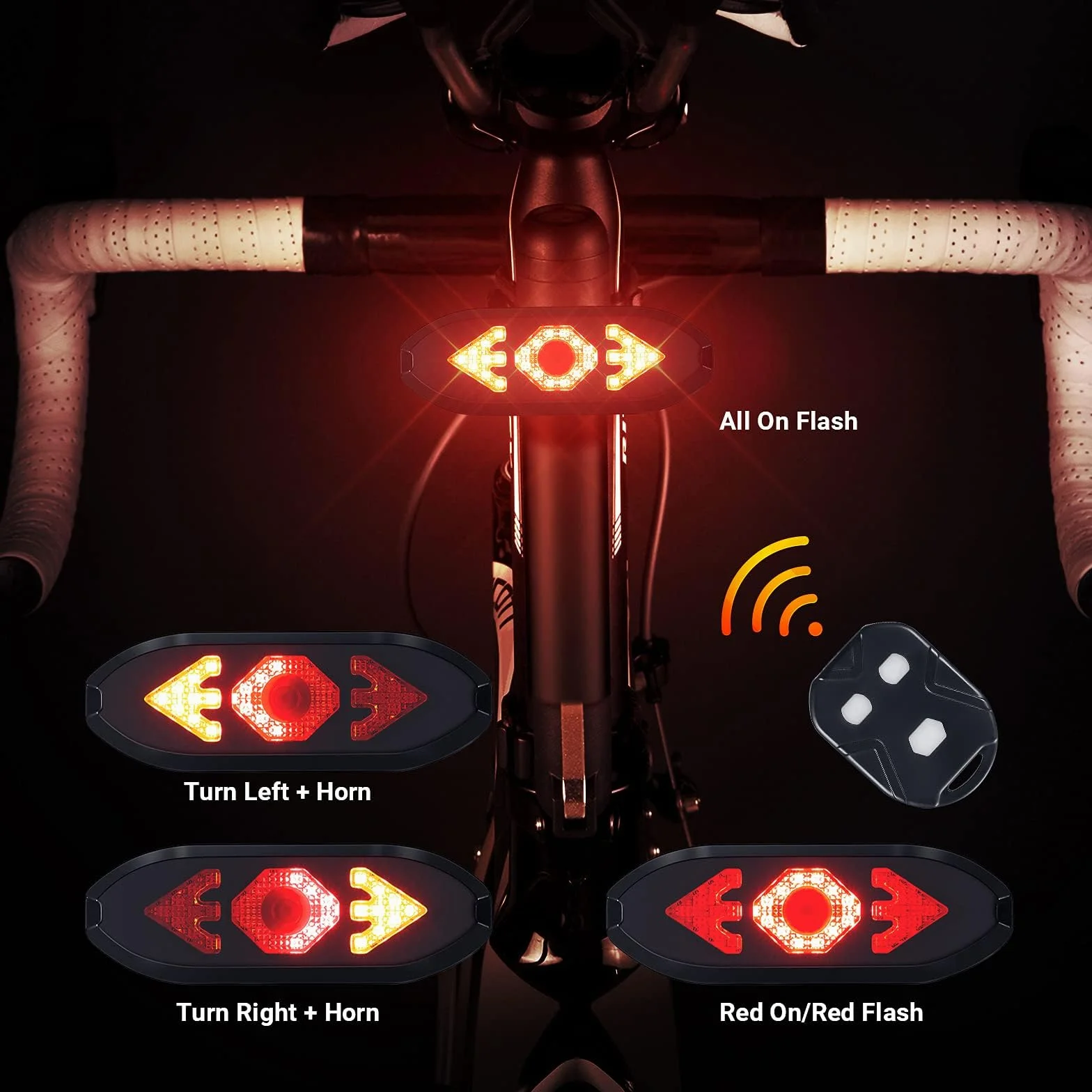 Clignotant Vélo Rechargeable USB avec Klaxon 120 DB Étanche Feu Arrière avec Télécommande Ultra Lumineux pour Nuit