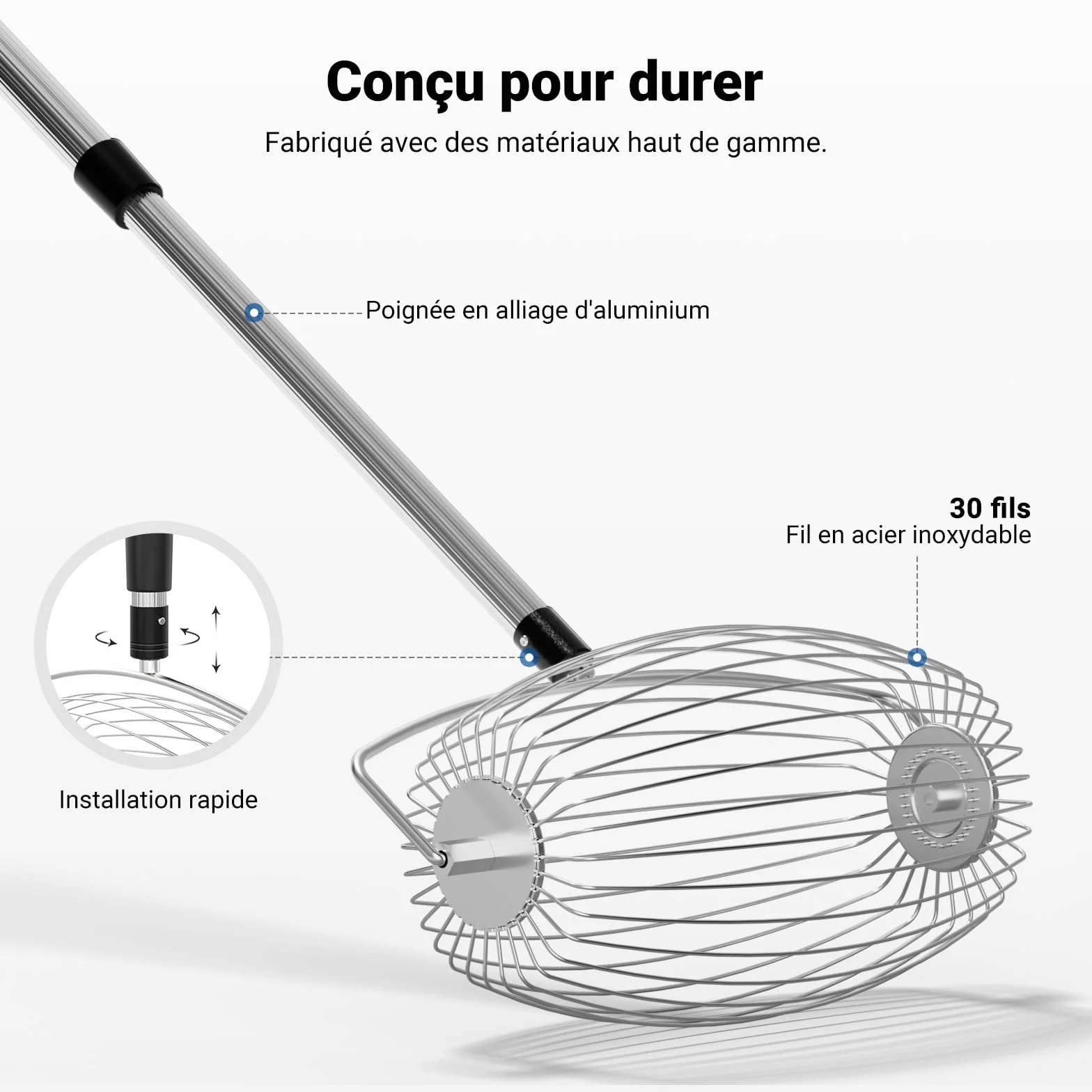 NEEWER BASICS Ramasseur de Balle de Tennis à Trémie Supérieure TB04S 70-138cm Télescopique pour 20 Balles