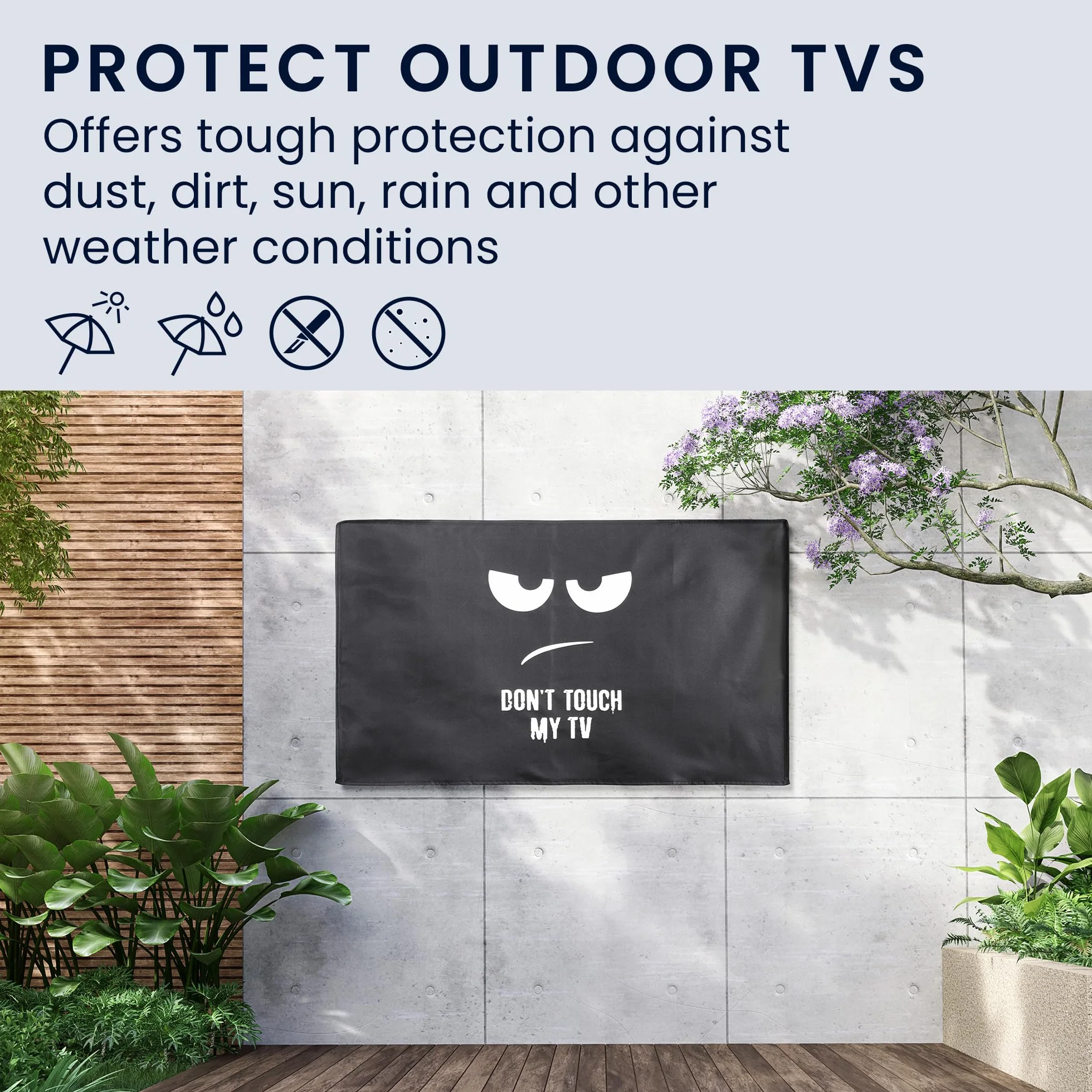 kwmobile Housse écran TV 55" - Housse de protection extérieur intempéries blanc-noir