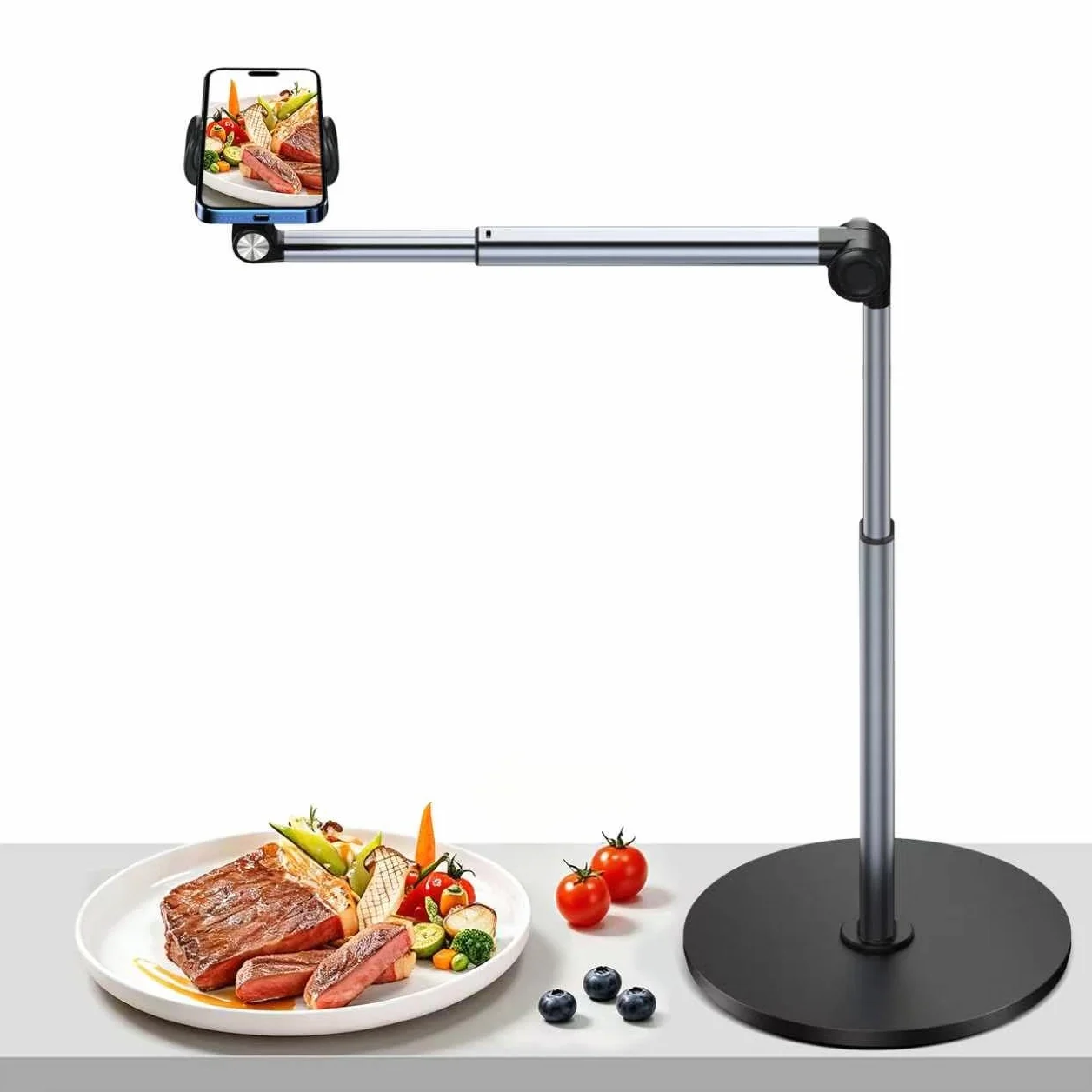 Support Téléphone Bras Articulé 30 CM Réglable Pliable pour iPhone, Diffusion en Direct, Enregistrement Vidéo