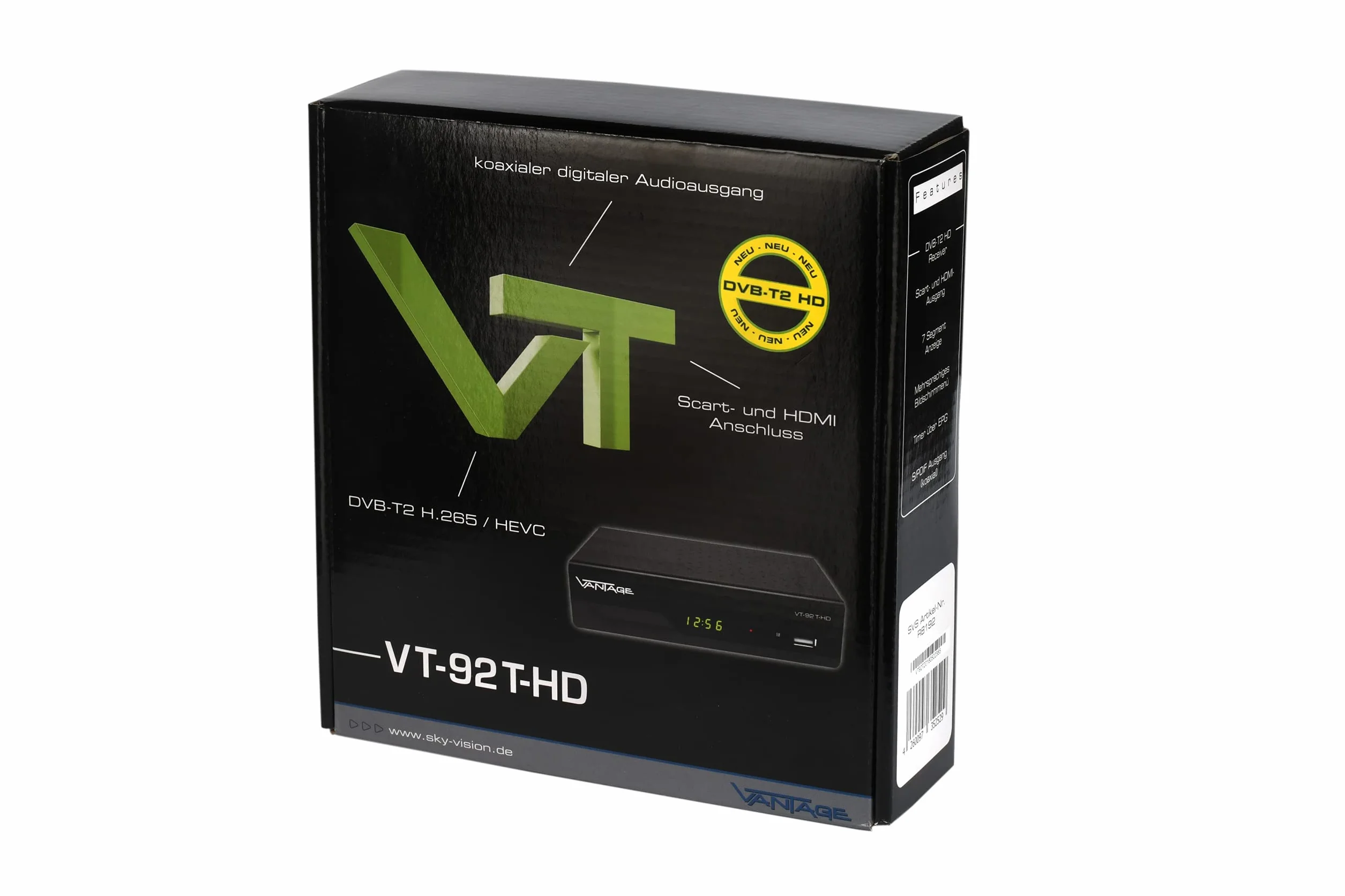 Vantage VT92 T-HD Récepteur DVB T2 HEVC USB HDMI Péritel Mediaplayer Noir
