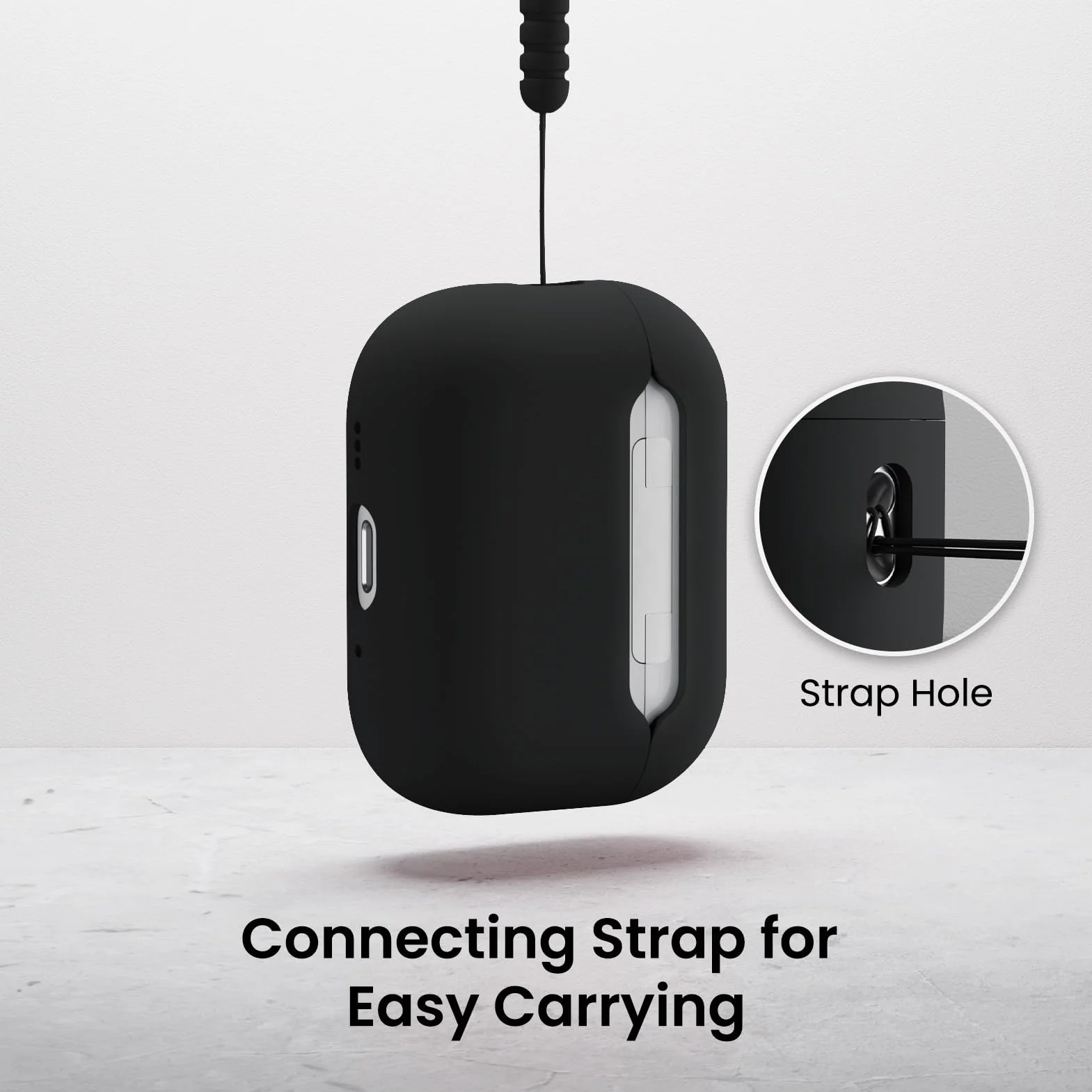 ORNARTO Coque pour AirPods Pro 3 (2025) – Étui à 2 Parties Séparées en Silicone avec Structure à 2 Couches (Intérieur PC Dur), Protection Antichoc, Lanière et Outil de Démontage, Noir
