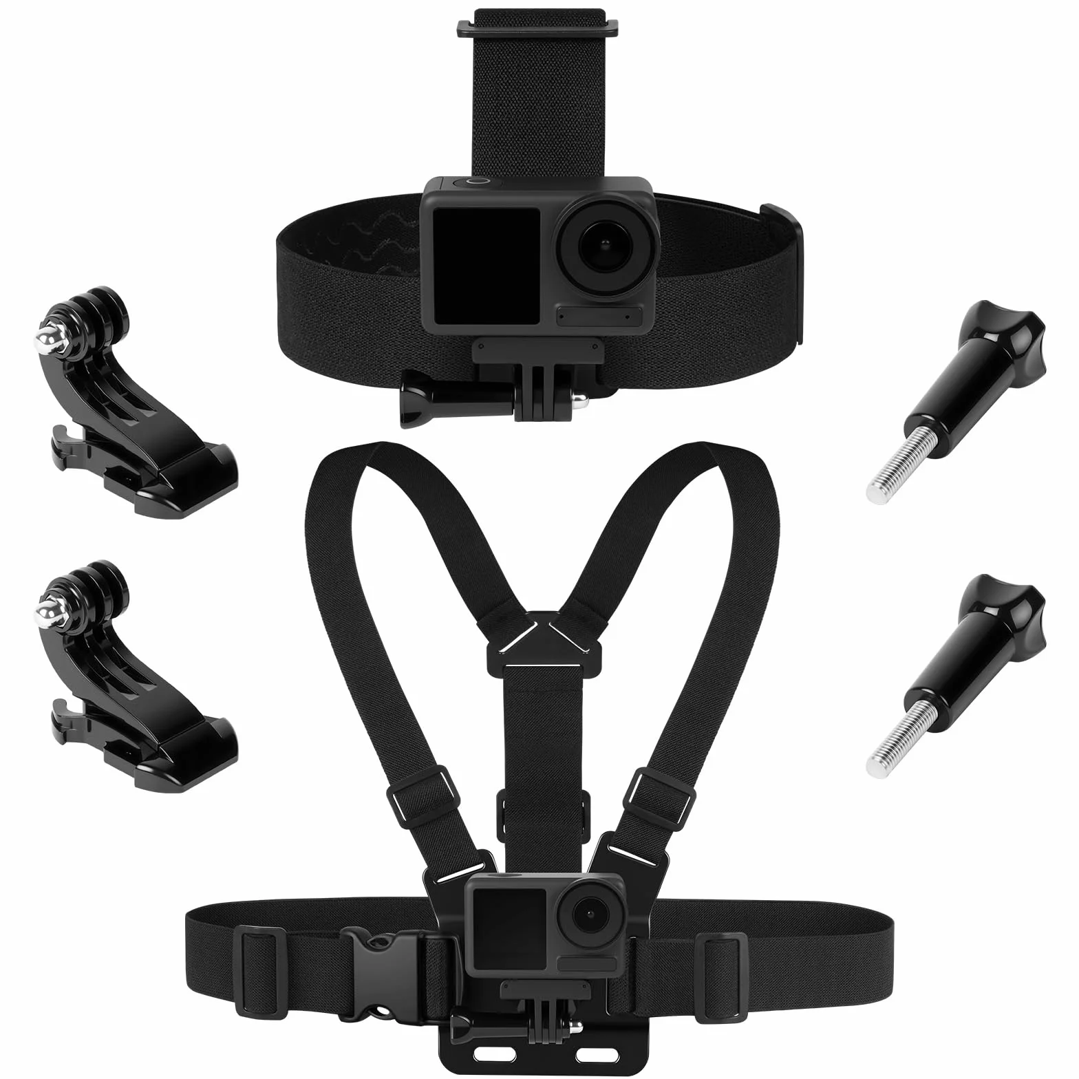 Kit d'accessoires de Sangle de Poitrine, Compris Fixation Bandeau y Fixation pour Sangle de Poitrine pour GoPro Hero 13 12 11 10 9 8 7 Max Mini/Insta360 X5 X4/DJI OSMO Action 5 Pro 4 3