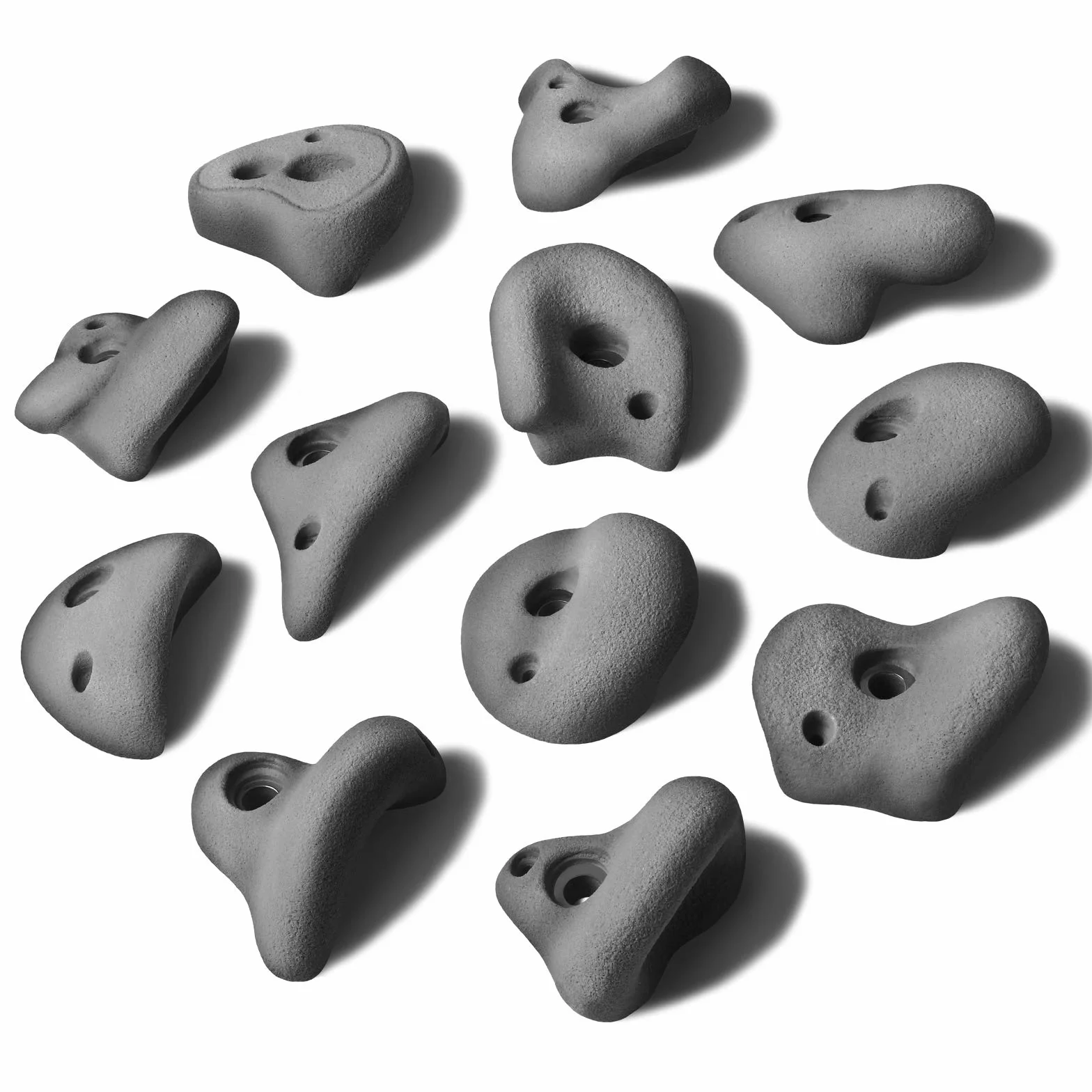 ALPIDEX Prises d'escalade L Set 12 pièces Contre-Dépouilles Formes Couleurs Grey Stone
