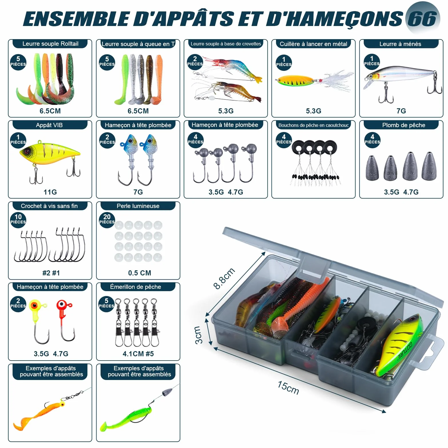 Goture Ensemble de pêche télescopique Carbone 24T 1,8 m 2,1 m 2,4 m 2,7 m Moulinet 5,2:1 Ligne 150 m 14 kg