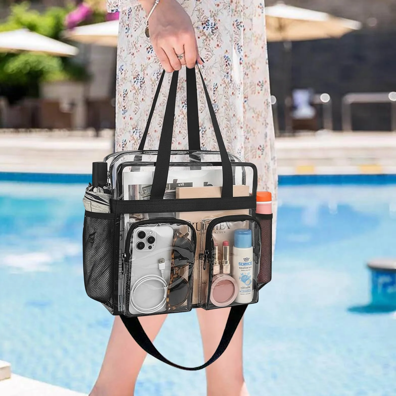 Sac Transparent PVC Clear Bag Bandoulière Sport 30x30x15 cm