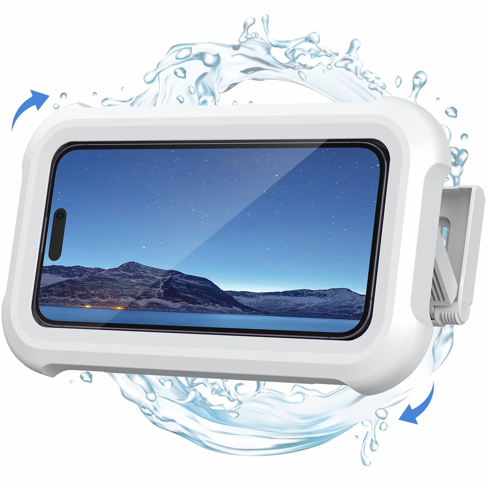 Lamicall Support de Téléphone de Douche Étanche, Étui Boîtier de Téléphone Étanche pour Mural - [360°Rotation & 120°Réglable] 3 Crochets Muraux Adhésifs, Support Mural de Bain pour 4 à 7" Smartphone