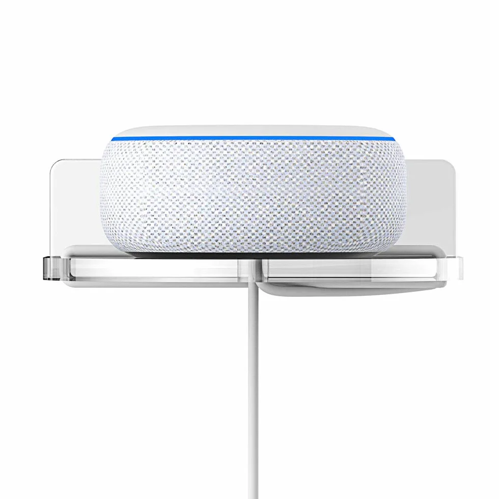 For Alexa Echo Dot 3rd Wall Mount Stand（Not include echo dot） Accessories with Integrated Cable Management, No Screws Required, Speaker Accessories Rack (Alexa Echo Dot 3rd, Transparent) A336