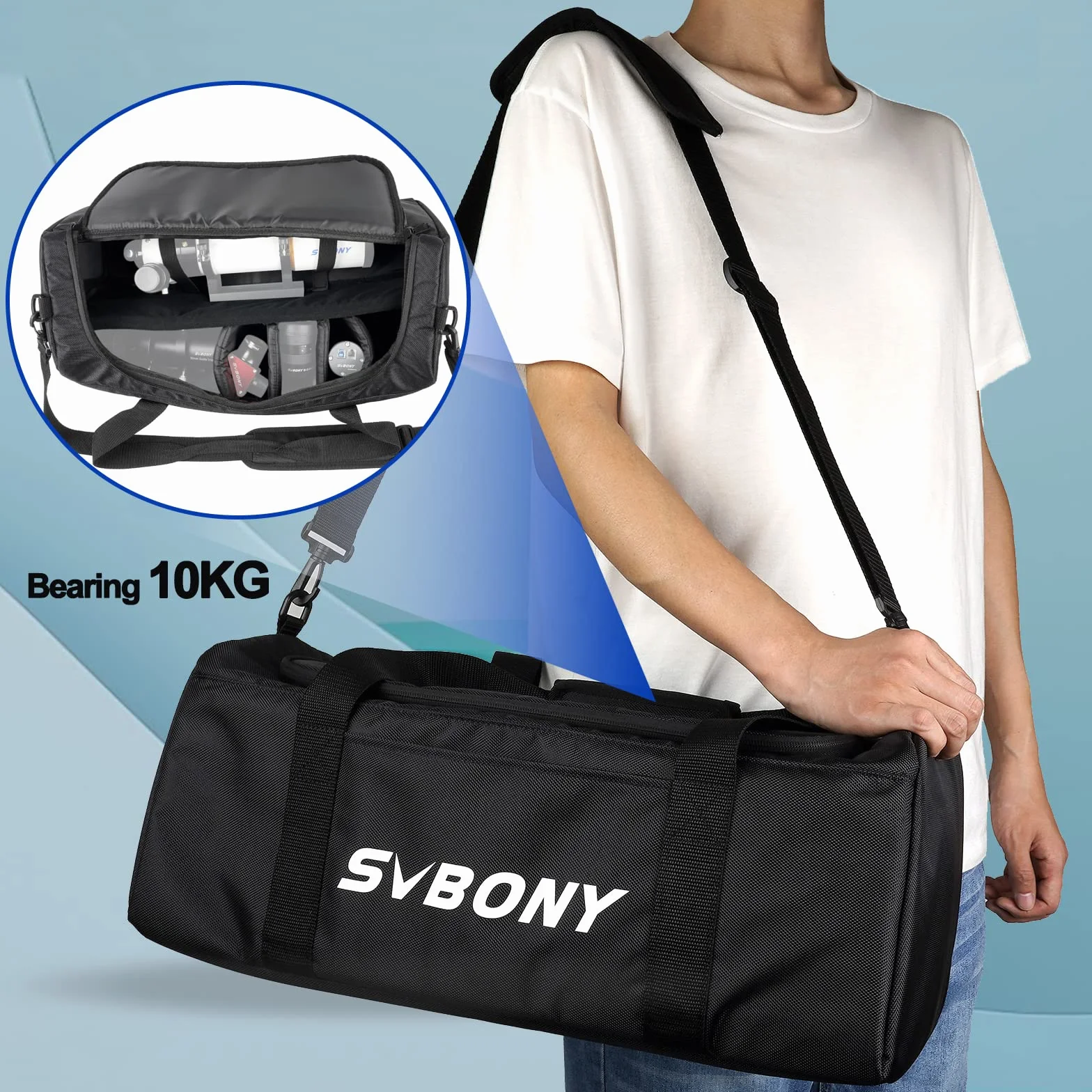 Svbony SV212 Teleskoptasche Gepolsterte Mehrzweck Tragetasche Verstellbarer Schultergurt Tissu Oxford 1680D PVC