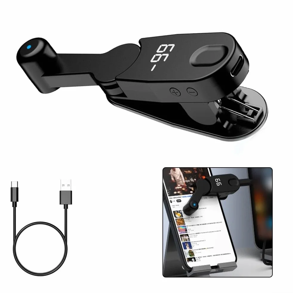 Clicker automatique avec 99 clics par seconde et 1 à 198 paramètres de vitesse Affichage numérique HD Design compact portable pour téléphones portables et tablettes pour jeux et diffusions en direct