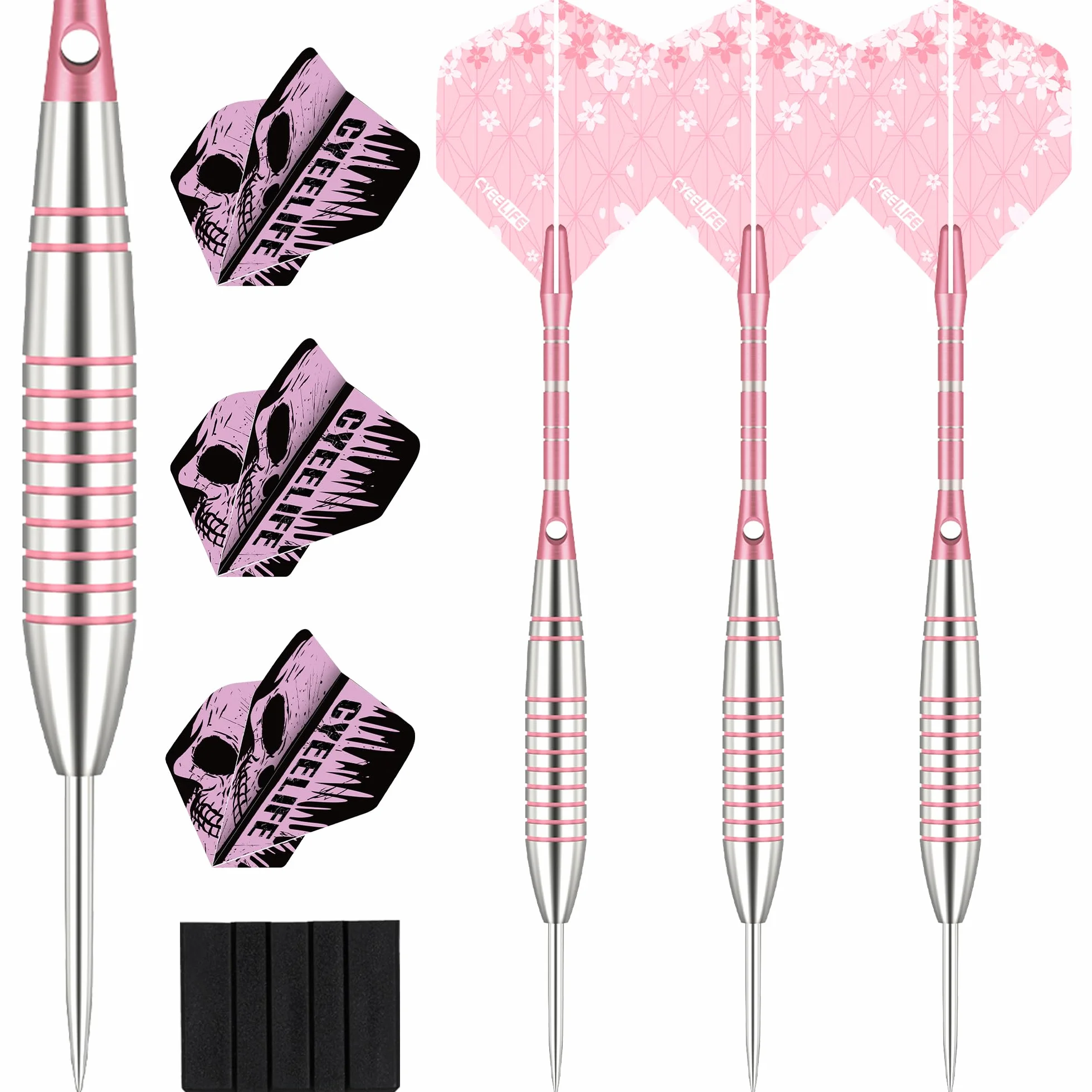 CyeeLife Fléchettes Pointe Acier 20g Set Professionnel avec 6 Vols, Portefeuille et protège-Pointes