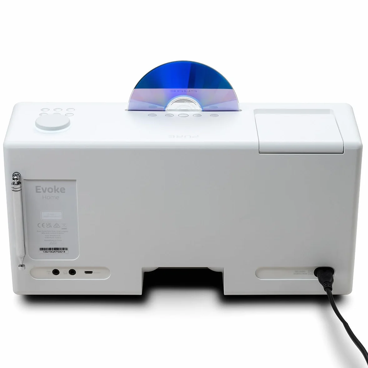 Pure Evoke Home Système de musique tout-en-un pour la maison avec radio DAB+/FM, radio Internet, podcasts, Spotify Connect, Bluetooth, CD et son stéréo puissant de 100 watts, Cotton White