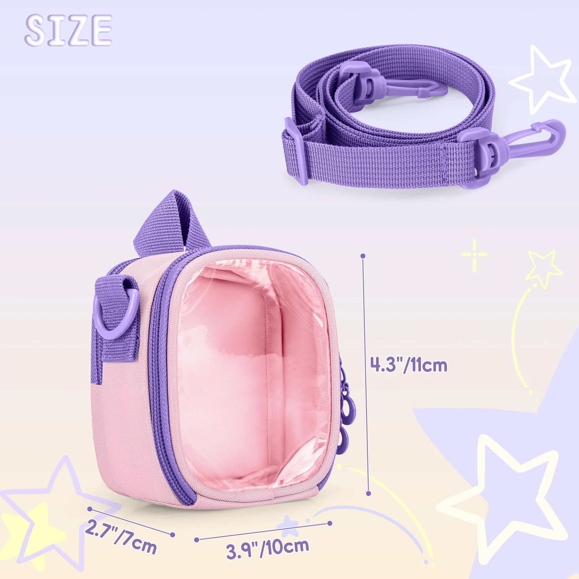 LoDrid Étui de Transport Compatible avec Yoto Mini (édition 2024), Sac de Rangement Portable pour Lecteur Audio avec bandoulière Amovible, Poche arrière pour Cartes ou Accessoires, Violet