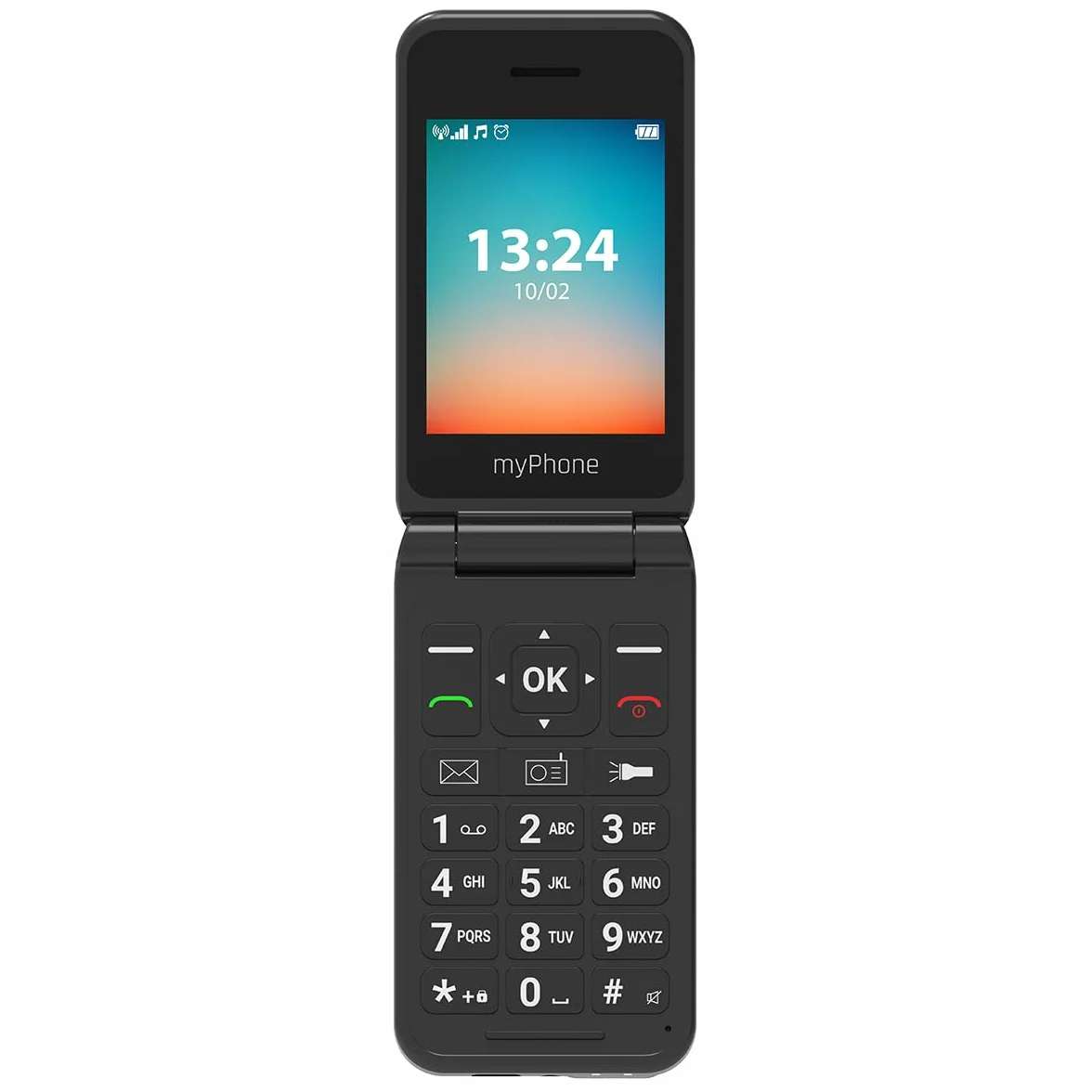myPhone Flip LTE Téléphone Portable Senior à Clapet Débloqué 4G, Grandes Touches, Bouton SOS, Double SIM