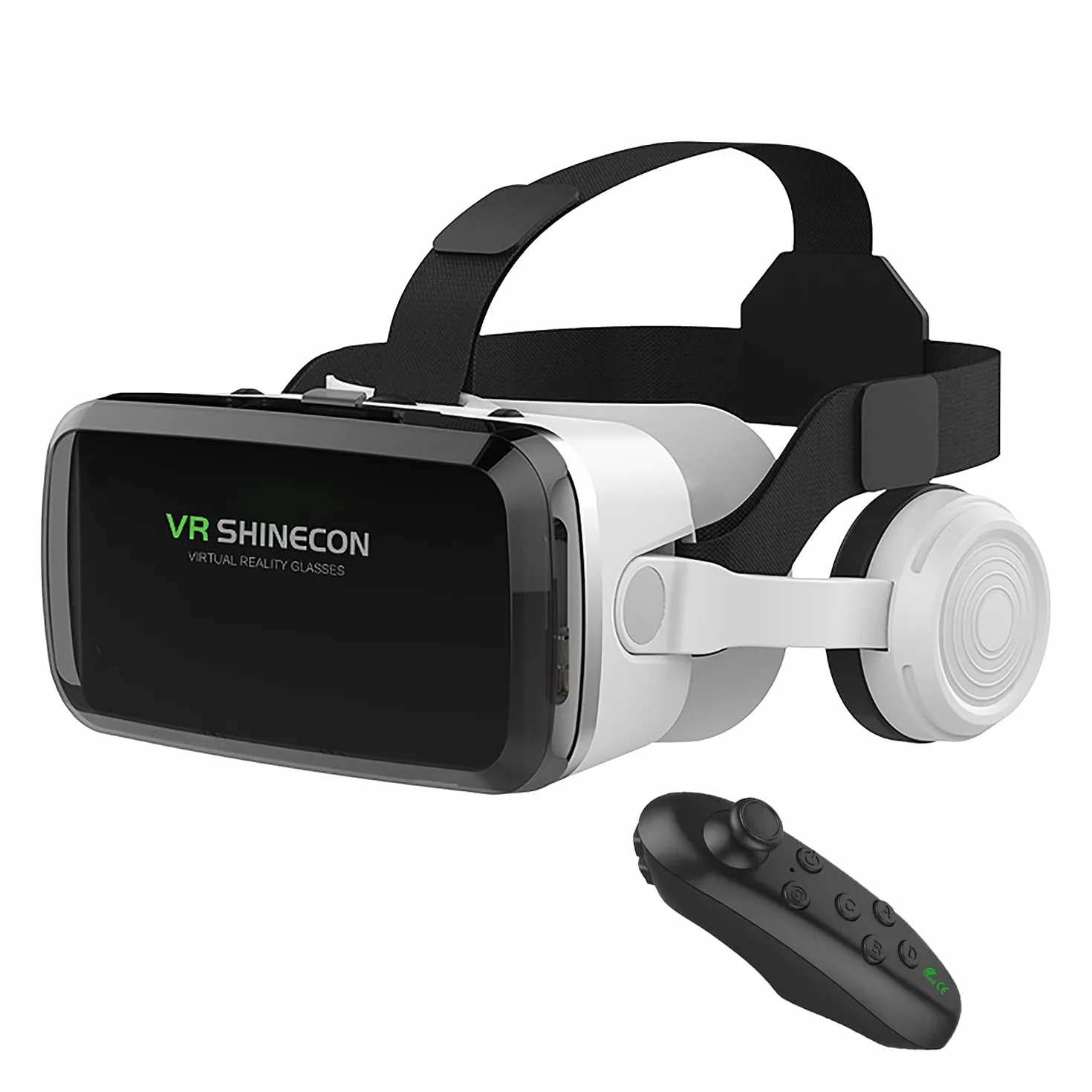 LONGLU Casque VR 3D Bluetooth pour Téléphones 4,7-6,7 Pouces avec Contrôleur Compatible iPhone Samsung Android