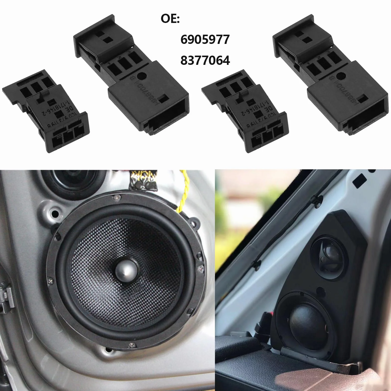 Create idea 2 Sets Fiches de Voiture à 3 Broches Connecteur Mâle/Femelle pour Haut-Parleur Automobile Composant de Capteur de Pluie 6905977 8377064 Compatible avec BMW en Plastique Métal