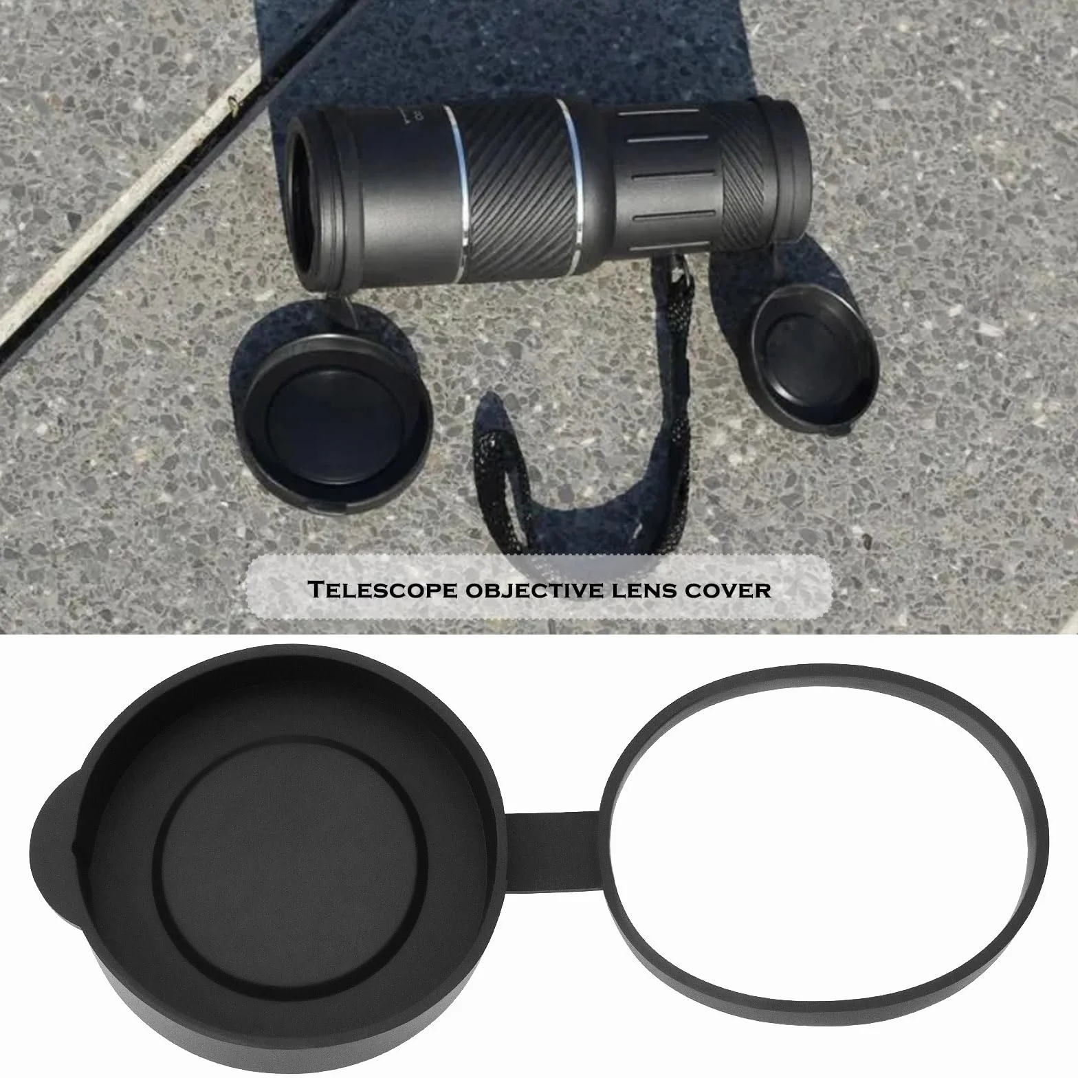 2 Pièces Capuchons d'objectif en Caoutchouc Couvercle de Protection d'objectif Compatible avec 8x42 10x42 12x42 Jumelles Monoculaires, Noir