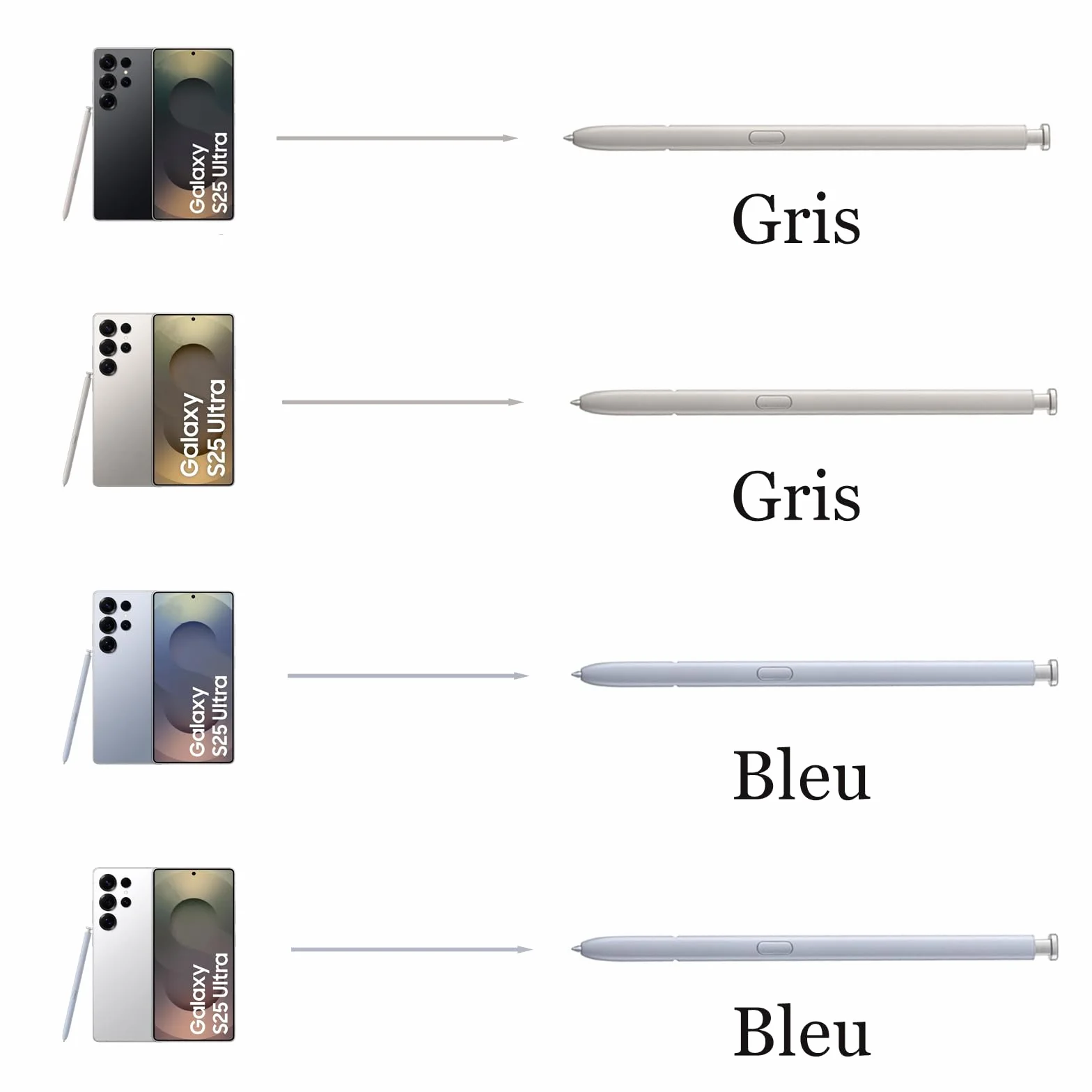 2 Pièces Galaxy S25 Ultra S Stylet de Remplacement pour Samsung Galaxy S25 Ultra S Pen pour remplacer Samsung S25 Ultra Stylus EJ-PS938,Gris