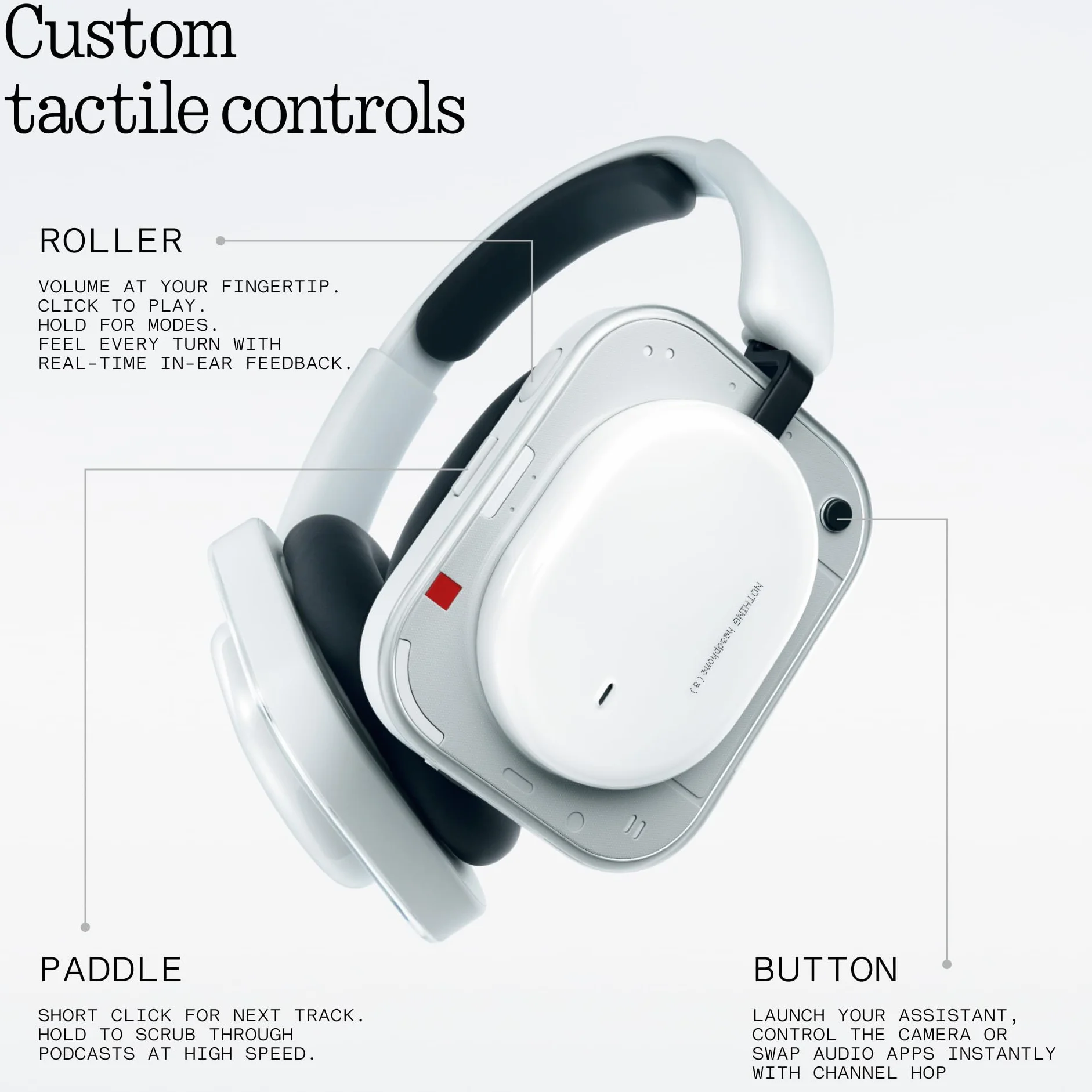 Nothing Headphone (a) Casque Circum-Aural sans Fil avec Réduction Active du Bruit, 135h Autonomie, Hi-Res, Audio Spatial, Commandes Tactiles – Noir