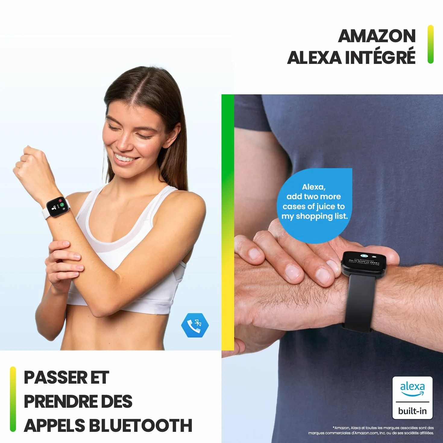 Amazfit Bip 5 Montre Connectée pour Hommes Femmes, 46 mm Grand écran, appels Bluetooth, Alexa, GPS, Batterie 10 Jours, Smartwatch pour Android et iPhone