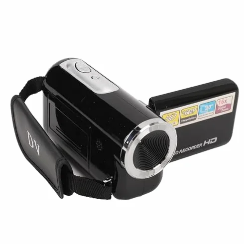 Denash Caméscope Vidéo, Enregistreur D'appareil Photo Numérique à Zoom Numérique 16MP 1080P 16X avec écran de 2 Pouces, Caméra Vlogging Anti-secousse pour la Photographie de Voyage