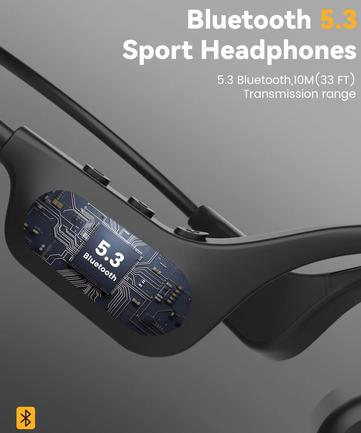MONODEAL Casque Conduction Osseuse Natation Bluetooth 5.3 IP68 MP3 32GB Etanche