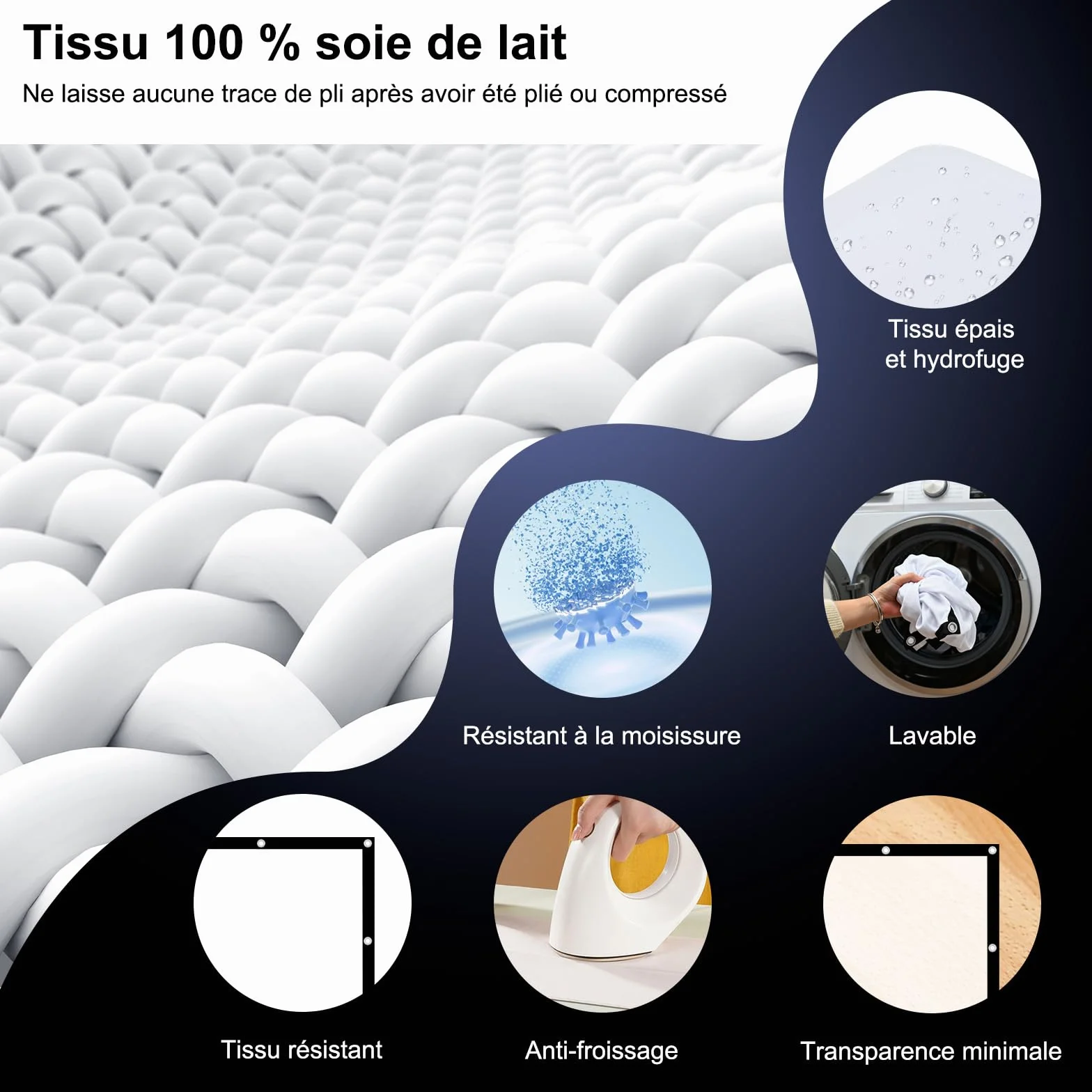 HOPFROG 100 Pouces Écran de Projection Portable Tissu Soie Lavable Antirides 16:9 4K HD Pliable Camping Extérieur Cinéma Maison