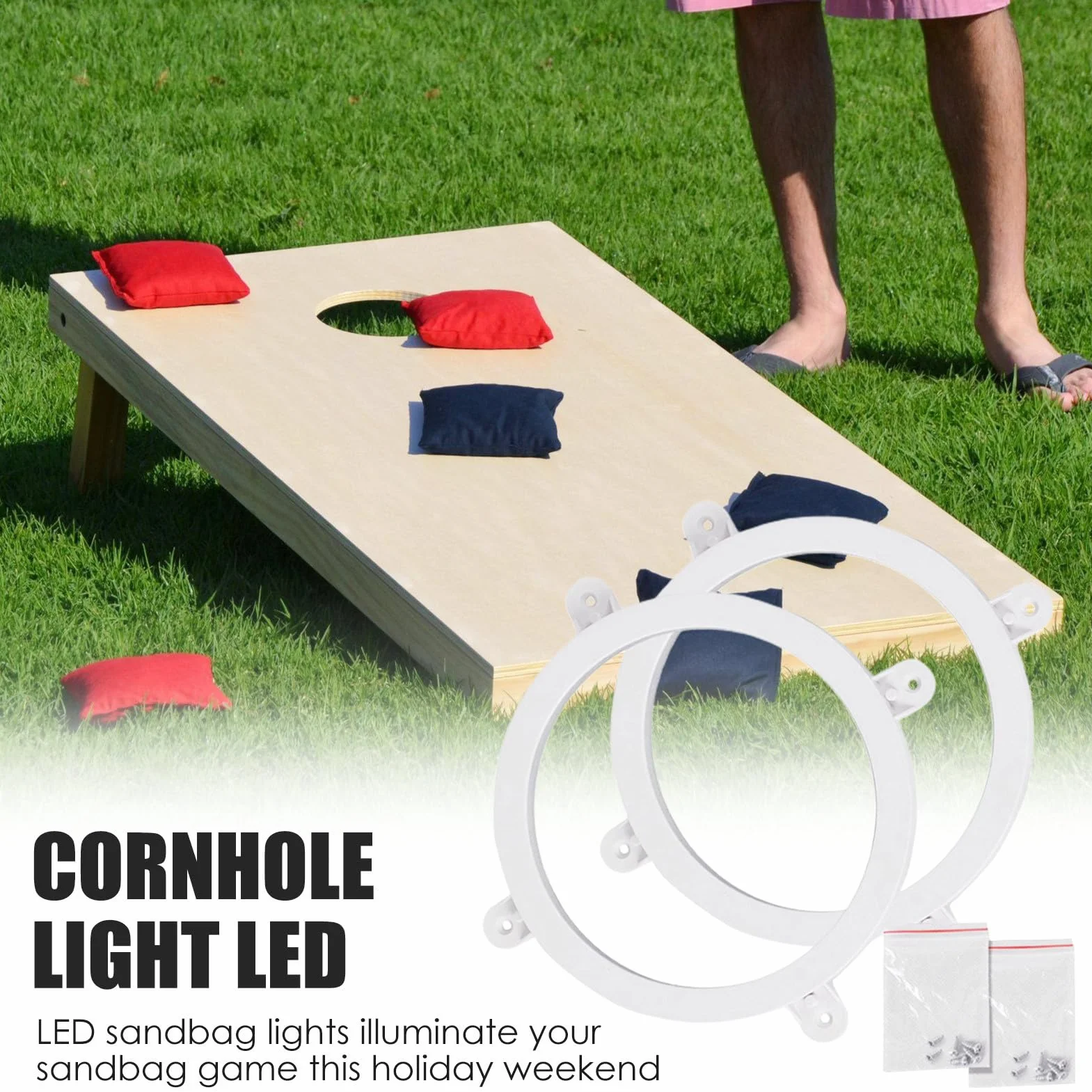 Anneaux de reproduction LED étanches Éclairage pour ensemble de cornhole robuste durable