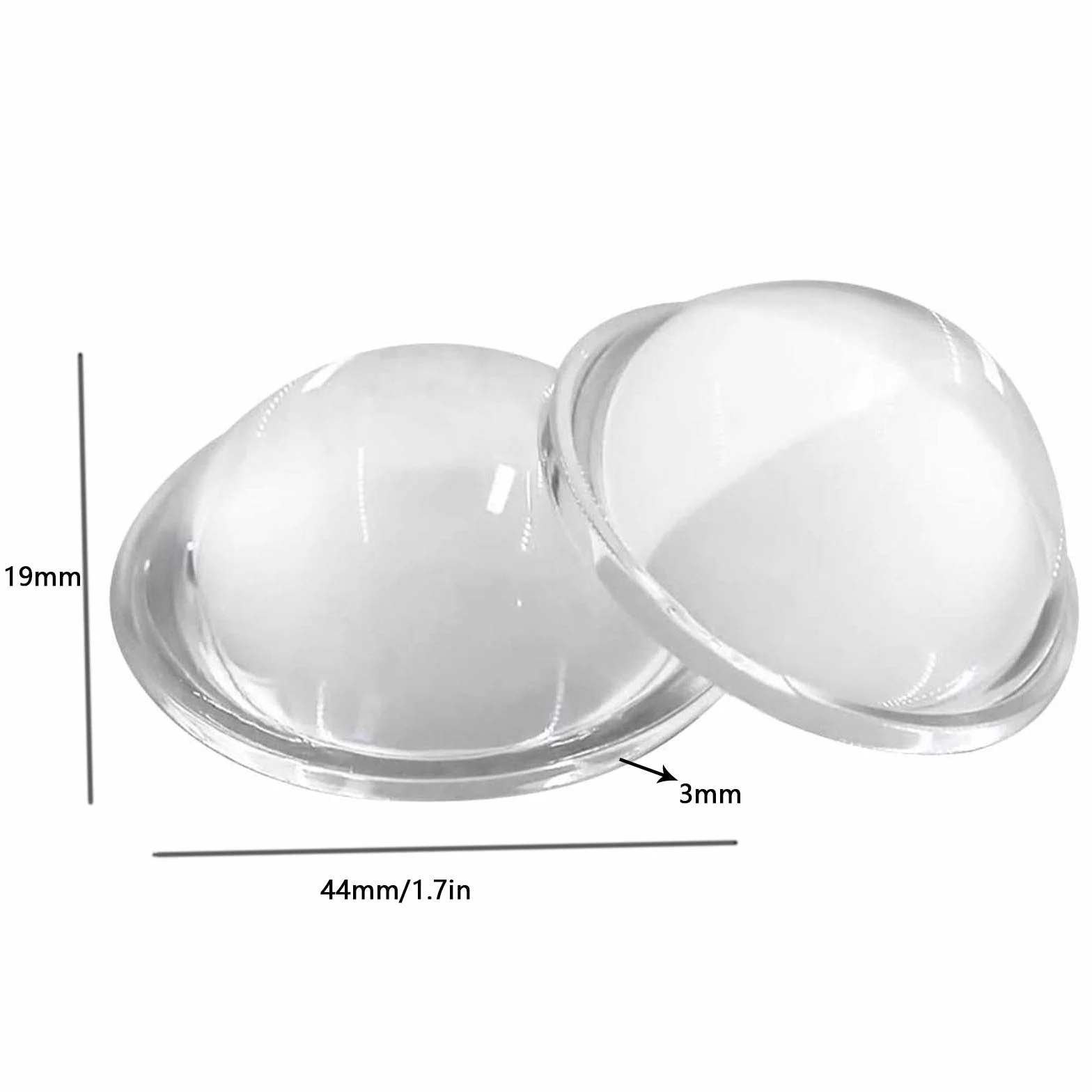 Lentille Optique LED Condenseur 44/19mm Verre Convexe Objectif pour Projecteurs, Lampes Voiture, Lampes Poche et Projection