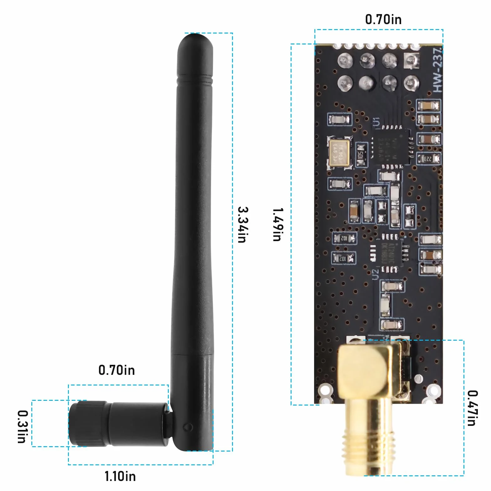 NRF24L01+PA+LNA Module RF avec antenne SMA, émetteur-récepteur sans Fil 2,4 GHz, Compatible avec Arduino et Raspberry Pi, portée Jusqu’à 1100 m(3PCS)