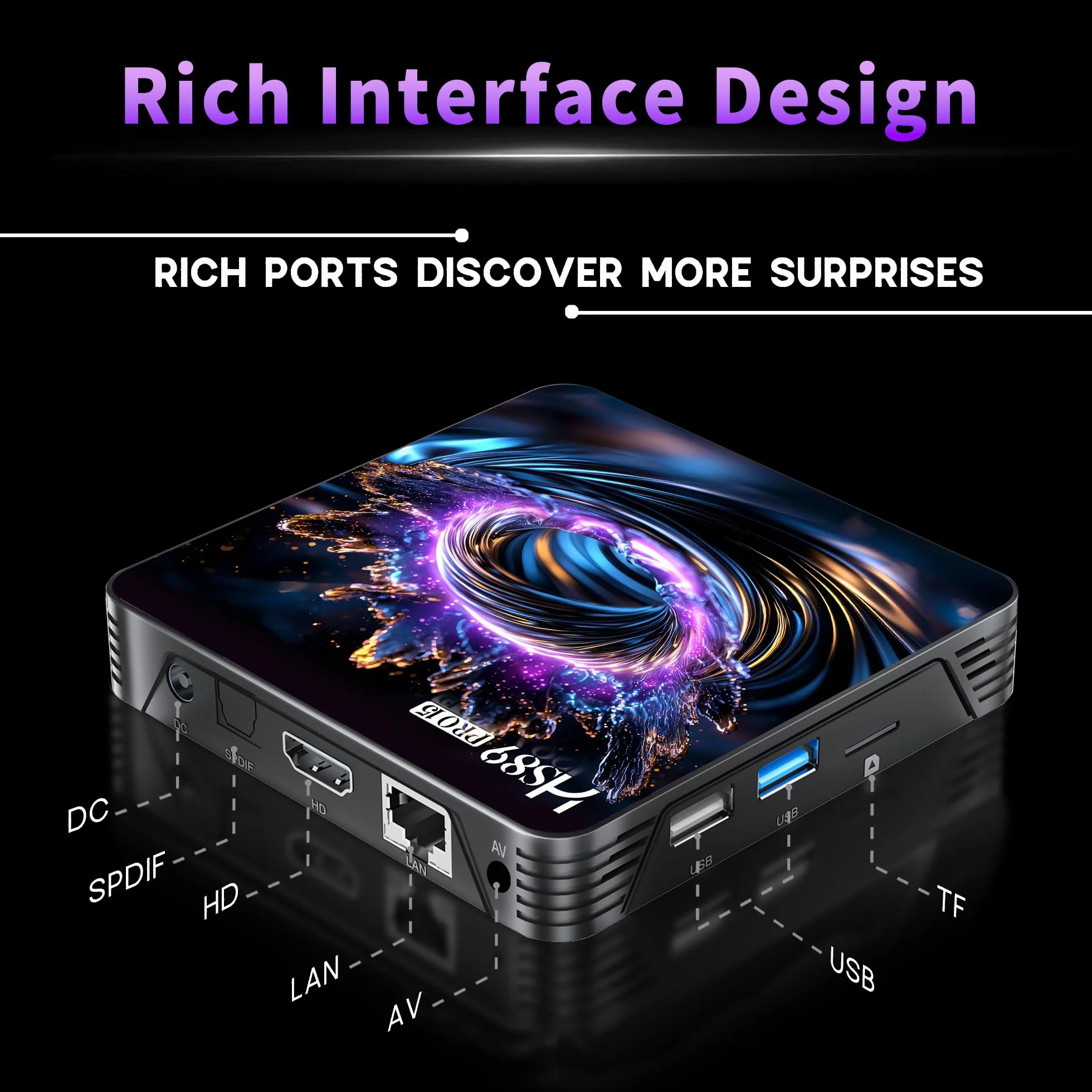 Android 14.0 TV Box, Smart TV Box with RK3539 Quad-Core 64bit Cortex-A55 Mali-G310 GPU, 2G RAM 16G ROM BT V5.4 10/100M Ethernet 4K HD 2.4G/5G Dual-Band WiFi