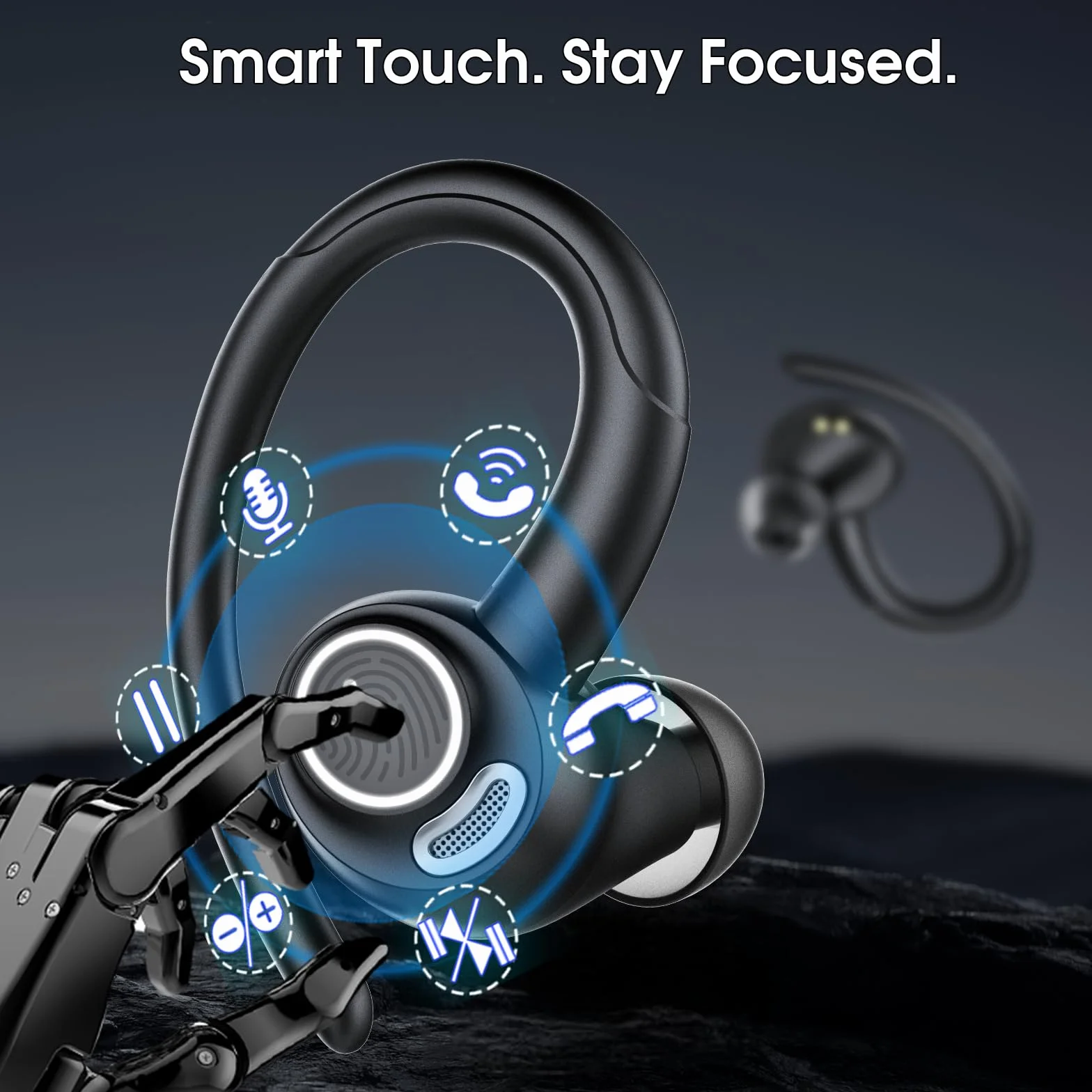 Ecouteurs Bluetooth sans Fil Sport, 2026 Bluetooth 5.4 Headphones avec HiFi Stéréo et ENC Mic, 48H Écouteur Sans Fil avec Écran LED, IPX7 Oreillette Bluetooth pour Sports/Voyages, Android iOS, Noir