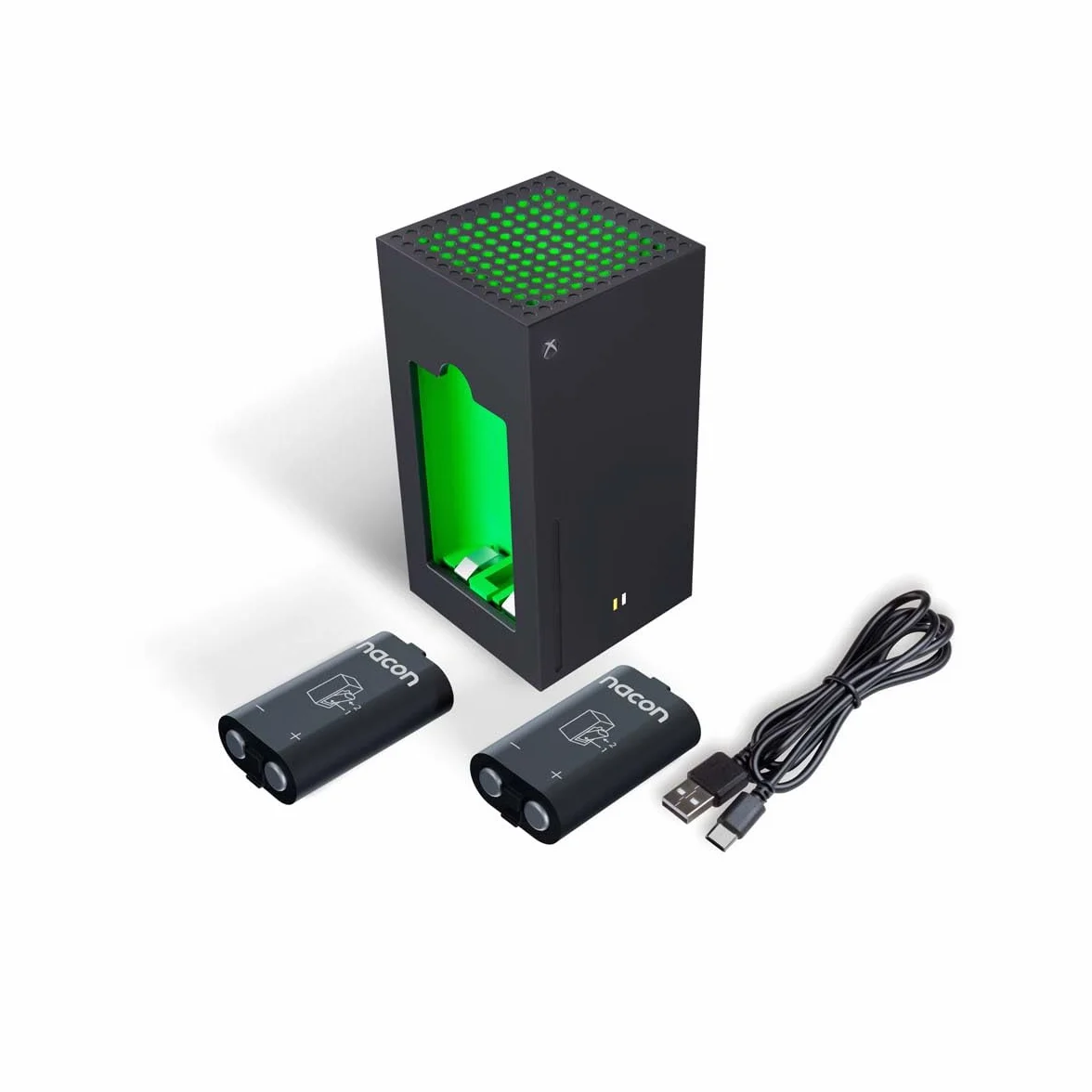 Nacon Double Chargeur pour Manettes Xbox Series X|S & Xbox One + Deux Batteries Rechargeables Haute capacité - Câble USB 1 mètre – Licence Officielle Xbox - XBXBATTERYBOX