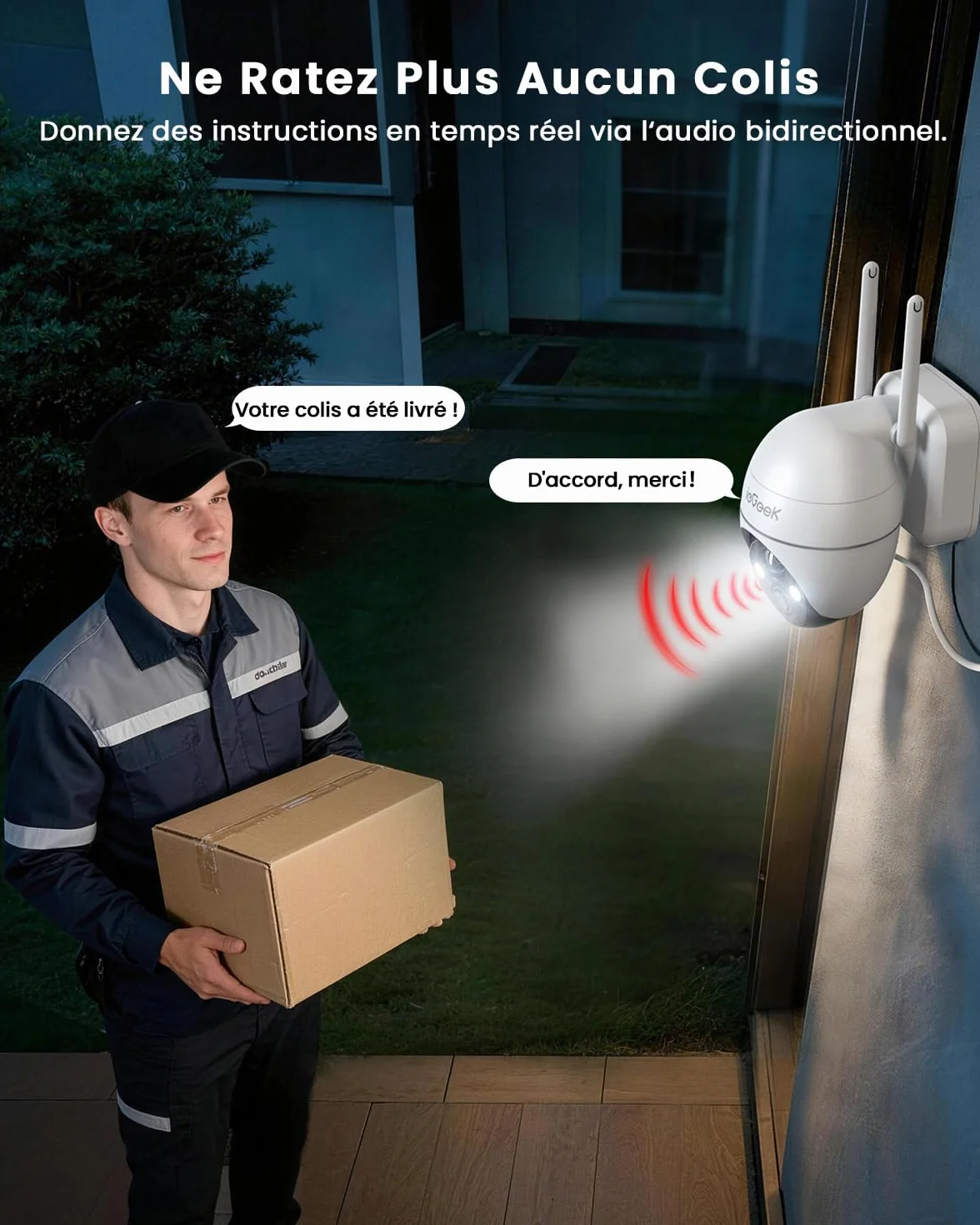 ieGeek 3K 5MP Camera Surveillance WiFi Exterieure sans Fil Solaire - 360° PTZ Camera Solaire PIR Détection Humaine, Vision Nocturne Couleur, Audio Bidirectionnel, Sirène Alarme/Alexa/IP65