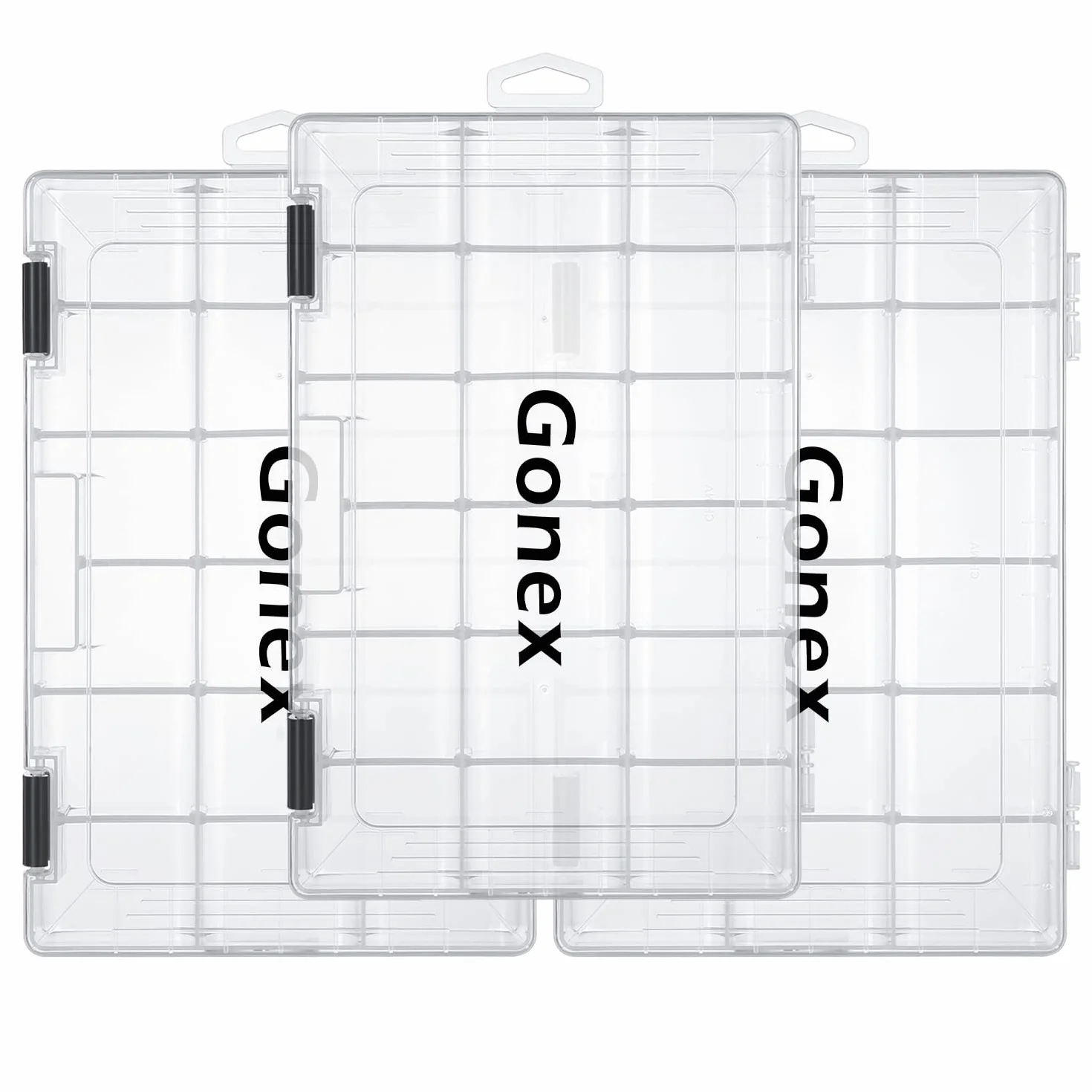 Gonex boîtes à appâts de pêche en plastique transparent avec séparateurs réglables
