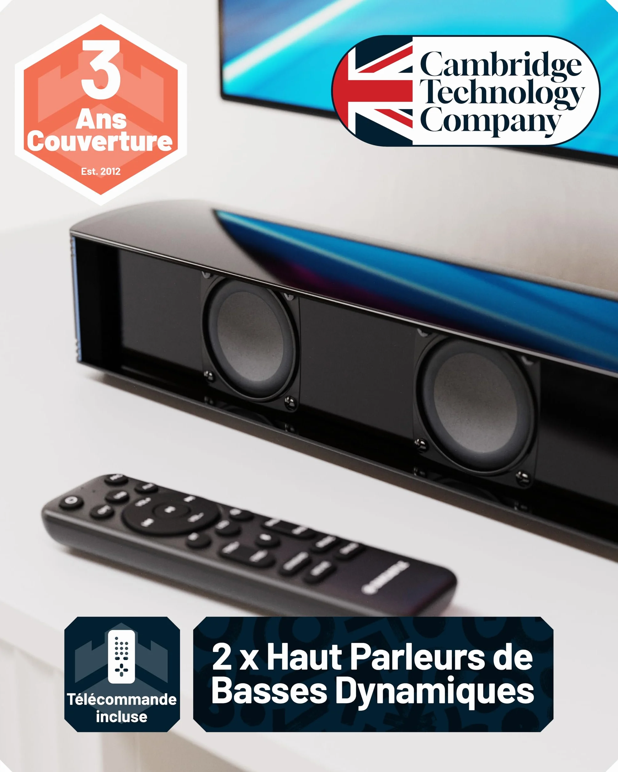 Oakcastle SB80 Barre de Son Home Cinéma sans Fil Bluetooth 5.1 HDMI Arc Optique AUX USB Soundbar Caisson de Basse