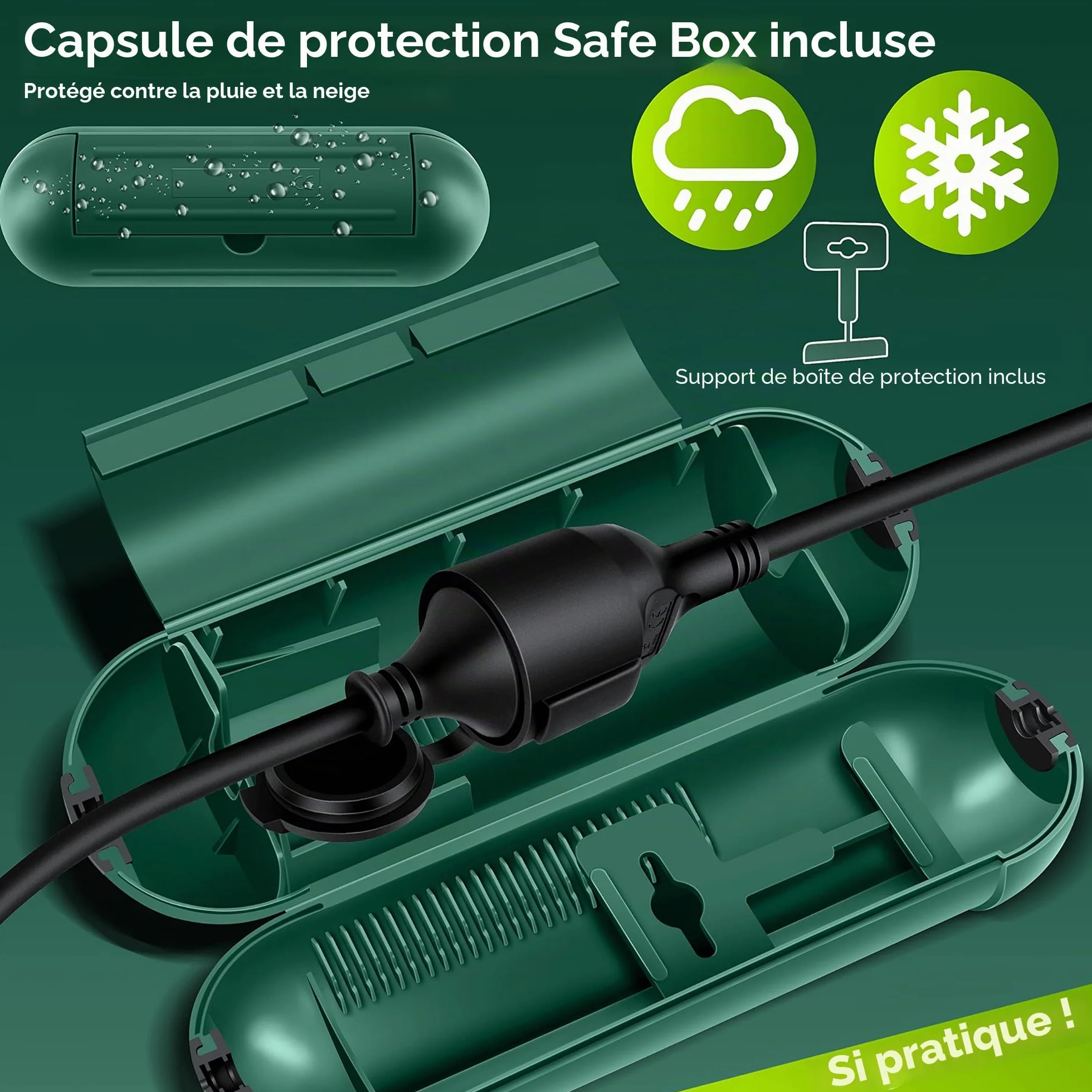 KESSER Rallonge 3 Prises 250 V IP44 40m Noir Câble électrique extérieur