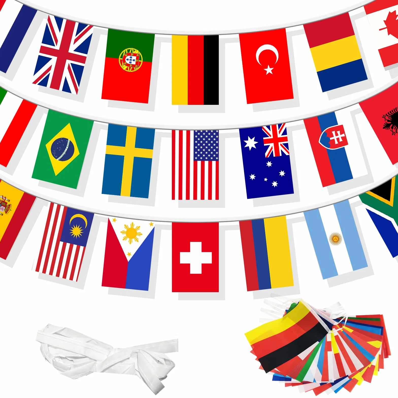 Guirlande de 32 drapeaux de pays Coupe du monde 2026, tissu, décoration Euro Football Eurovision 2026 Bar Party