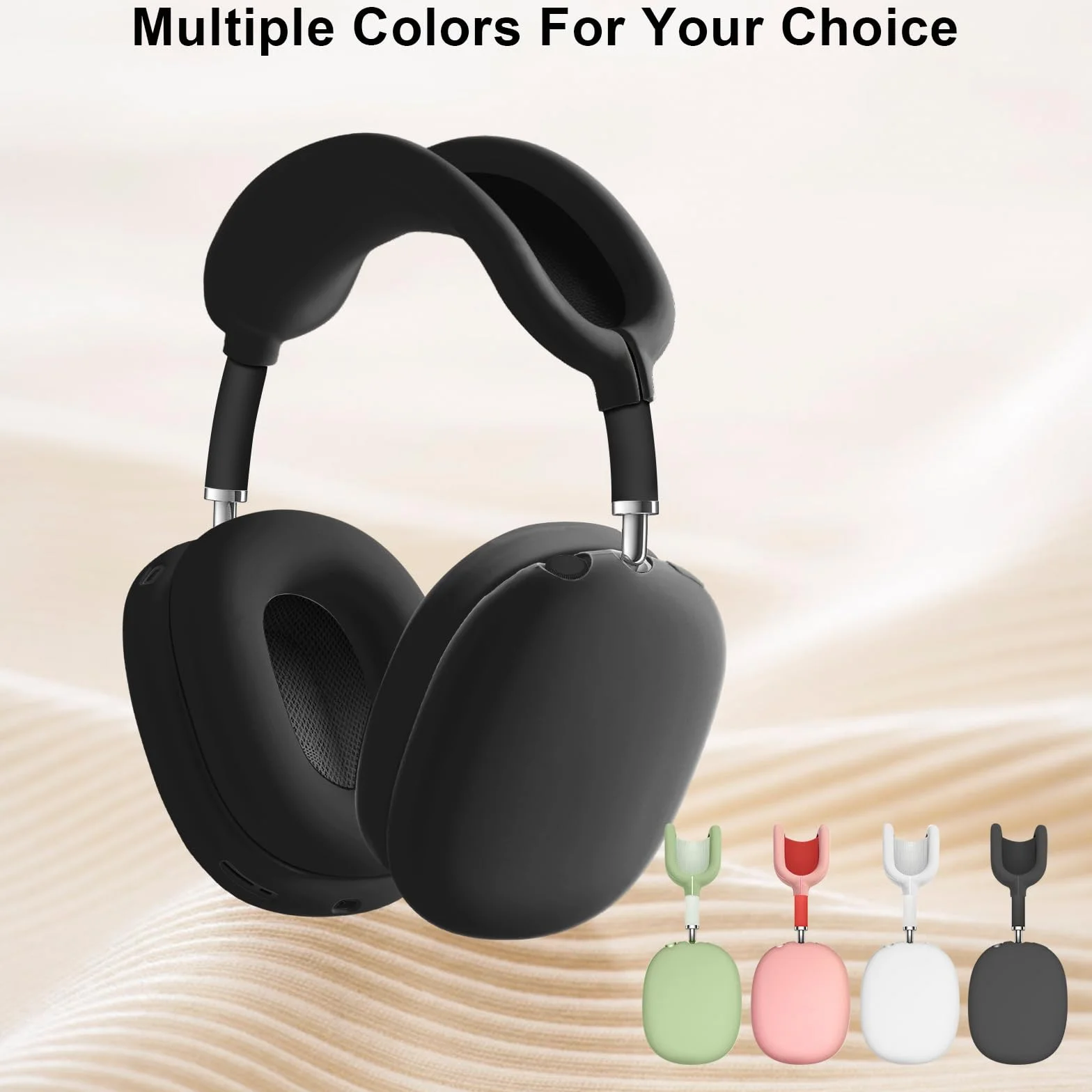 Ainiv Coque de Protection Compatible avec Airpods Max, Protège Les Ecouteurs Contre Les Rayures et Les Dommages, Coque de Protection en Silicone Souple Housse Accessoire pour AirPods Max Casque-Noir | Coussinets d'oreille et couvre-bandeau